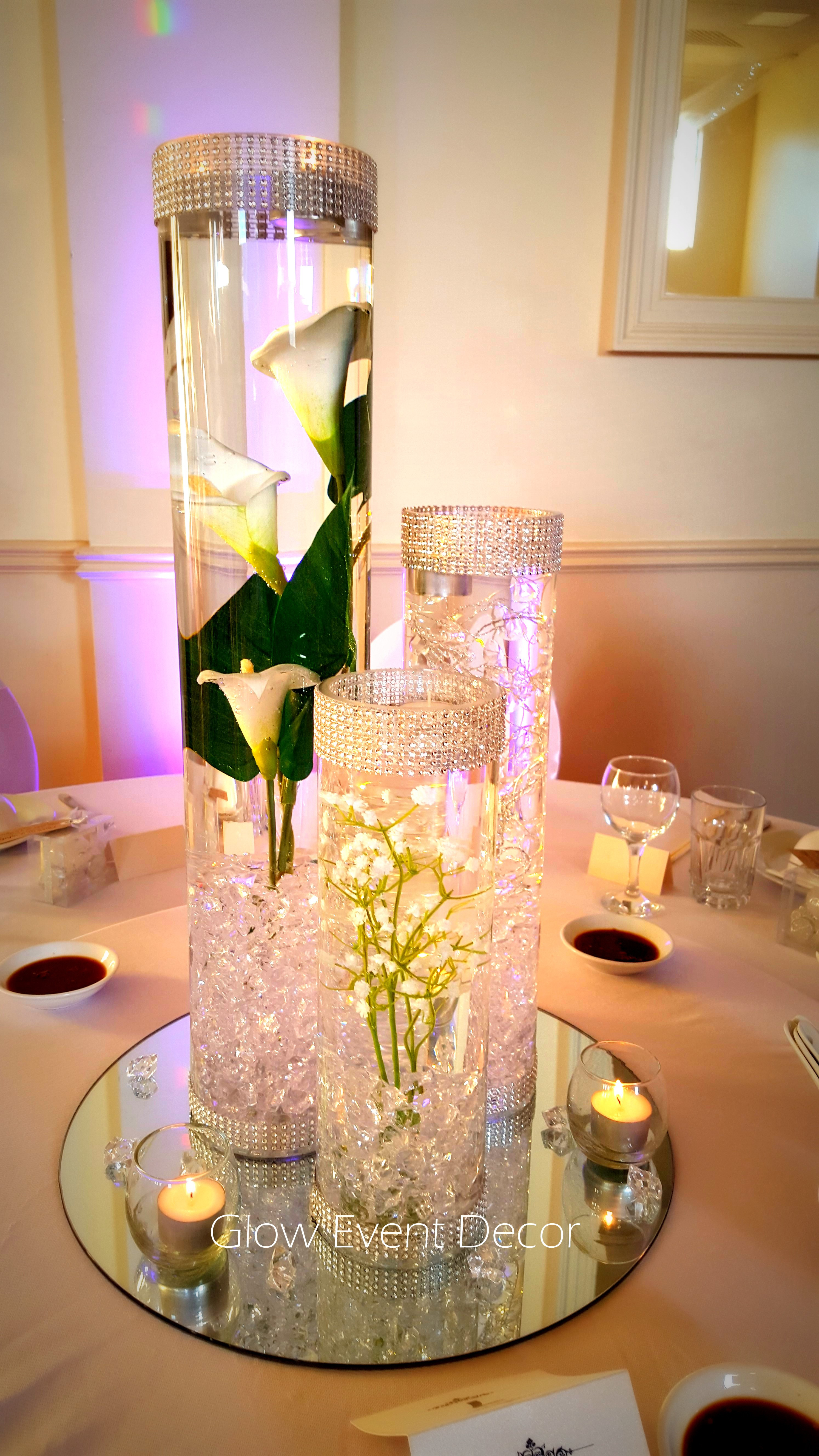 16 Glass Cylinder Vase Of Led orchid Cylinder Vase Glow event Decor for Cylinder Vase Trio Submerged Lillies Gyp sophlia Bablies Breath Crystal Garland for Bridal