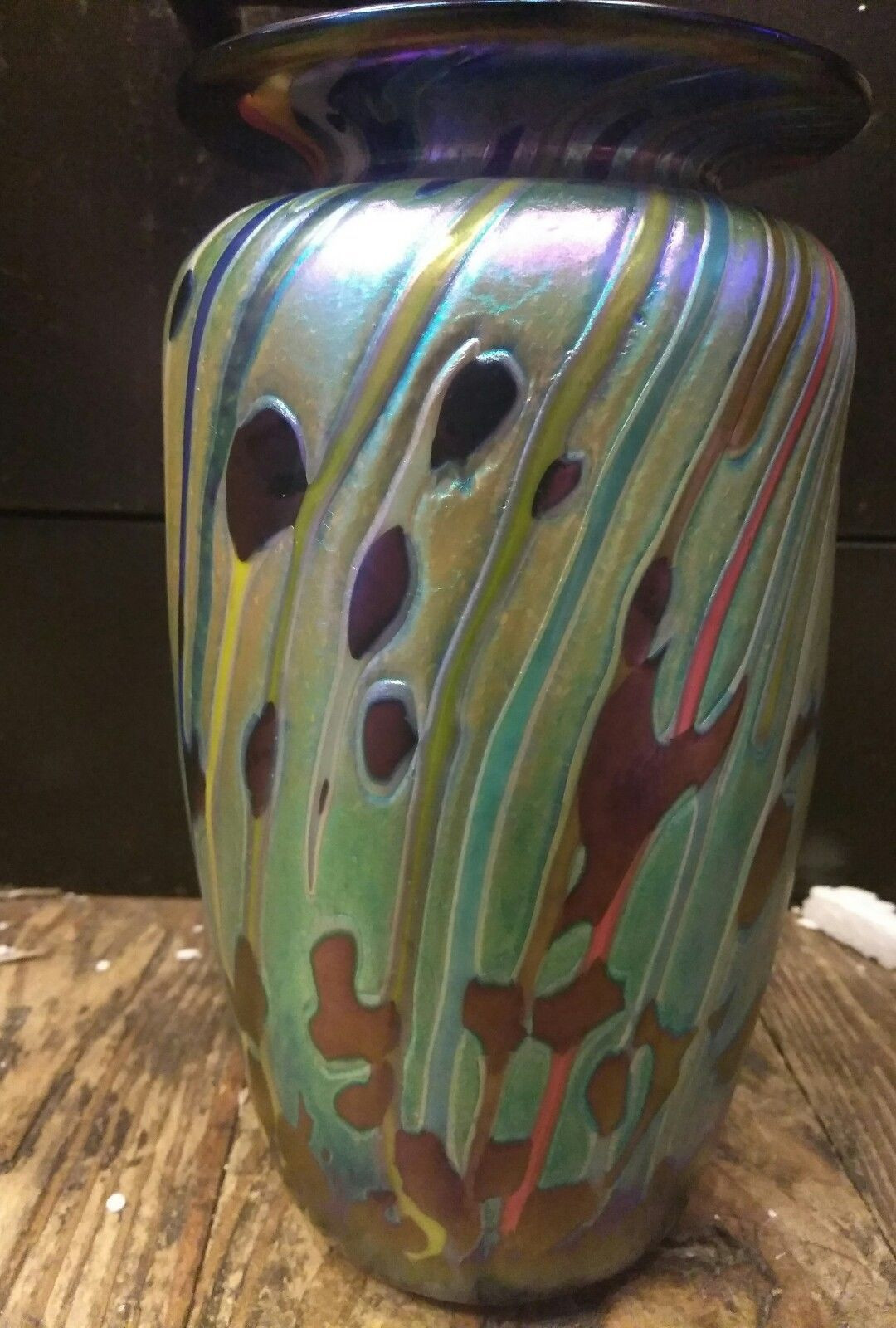 2 feet tall glass vase of vintage sgd craig zweifel iridescent studio art glass vase 4 1 2 with rick hunter art glass vase