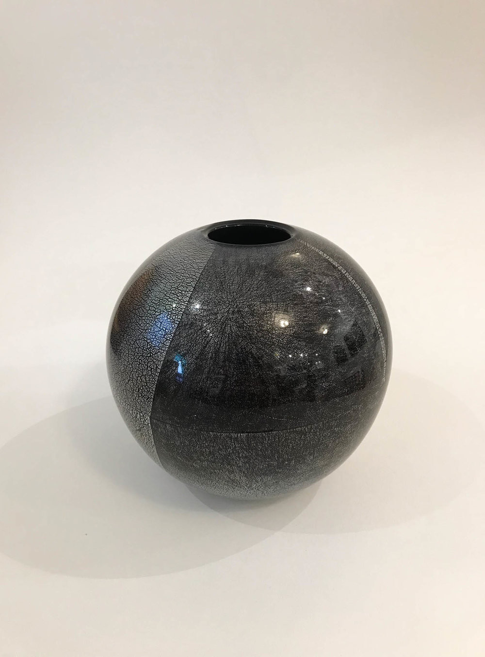6 X 12 Glass Cylinder Vase Of David Benyosef 13forest Gallery In orb Vase Hand Blown Black Glass with Silver Leaf 6 1 2