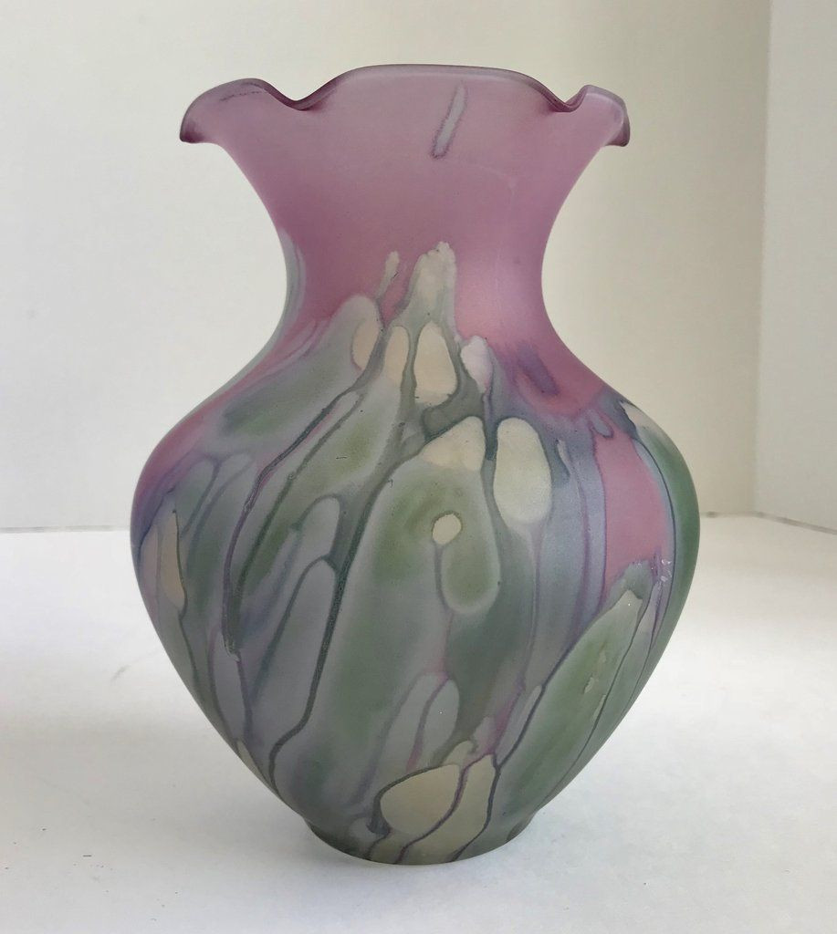 9 inch glass vase of vintage rueven hand painted purple art glass 7 vase purple art inside vintage rueven hand painted purple art glass 7 vase