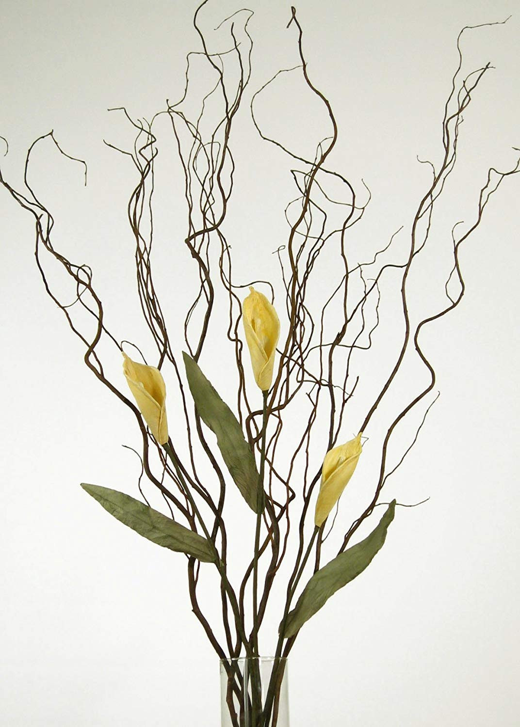 Amazon Tall Flower Vases Of Amazon Com Greenfloralcrafts Curly Willow and Yellow Calla Lilies within Amazon Com Greenfloralcrafts Curly Willow and Yellow Calla Lilies Vase Not Included Home Kitchen