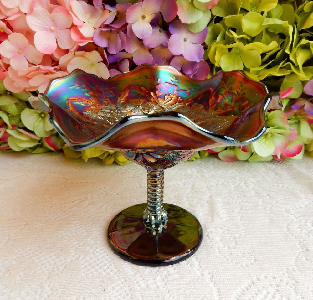 amethyst glass vase of beautiful northwood carnival glass compote footed bowl blossomtime with regard to beautiful northwood carnival glass compote footed bowl blossomtime amethyst