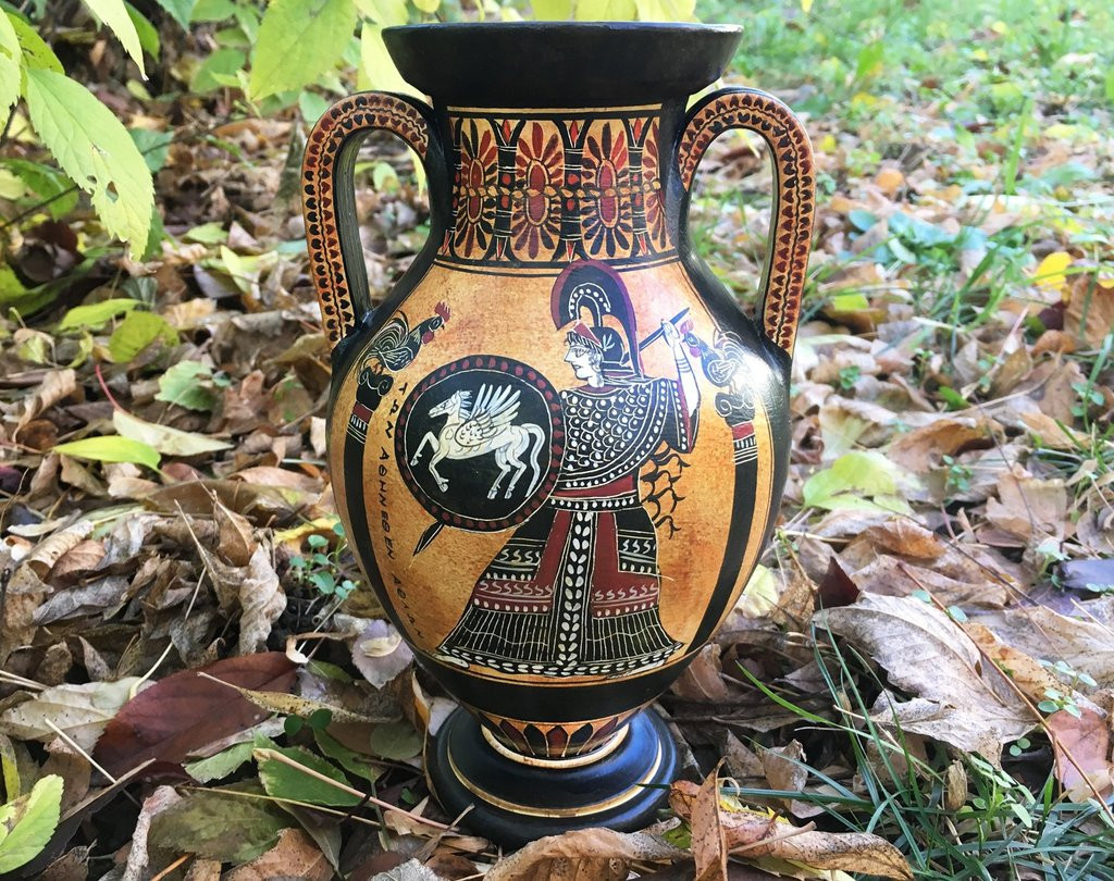 Ancient Greek Vase Replicas Of Ancient Greek Black Figure Belly Amphora with athena Heracles In Ancient Greek Black Figure Belly Amphora with athena Heracles Pottery the Ancient Home