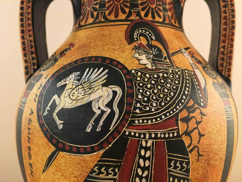 ancient greek vase replicas of ancient greek black figure belly amphora with athena heracles with ancient greek black figure belly amphora with athena heracles pottery the ancient home