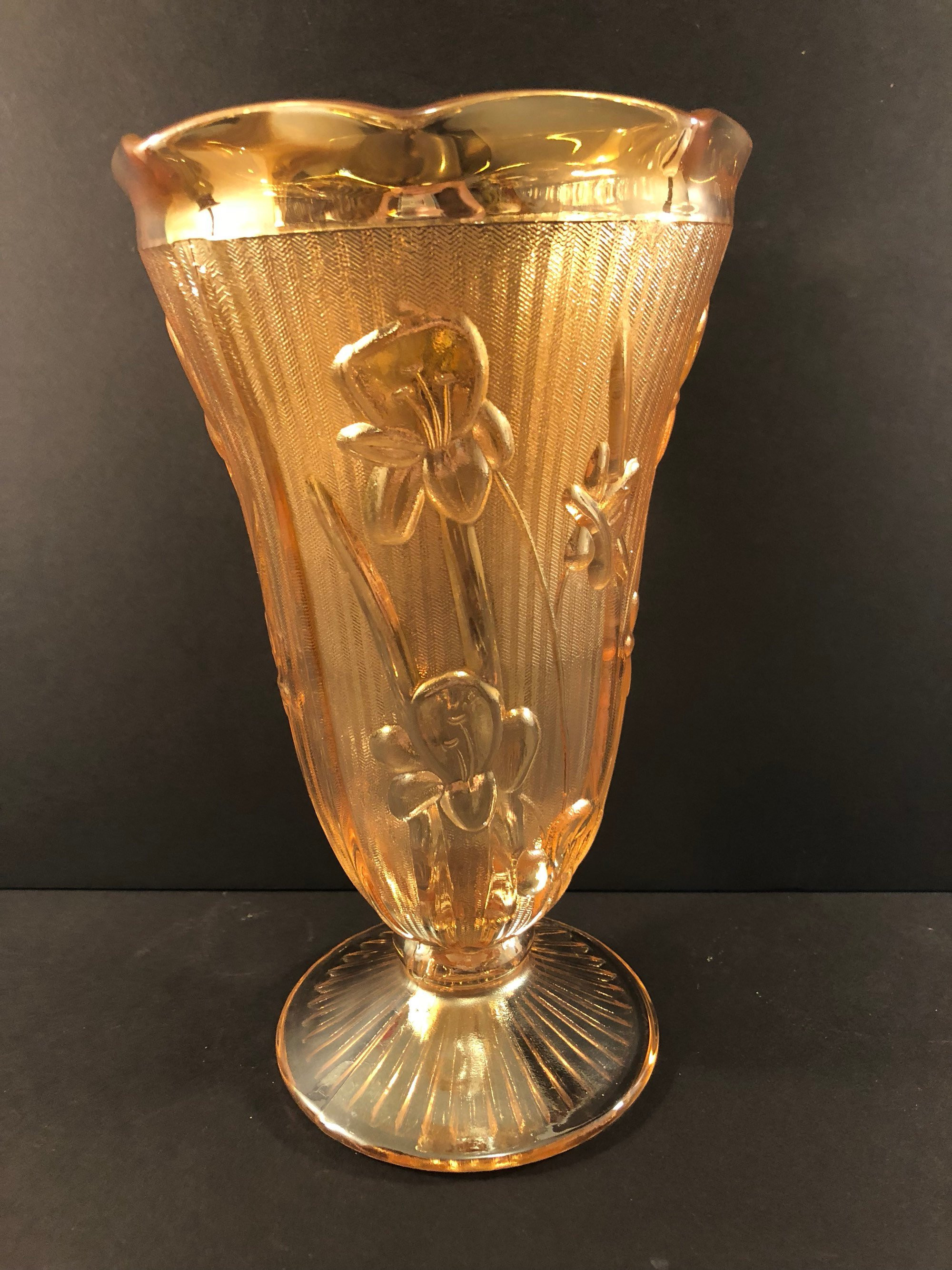 12 Stunning Antique Amber Glass Vase 2024 free download antique amber glass vase of jeanette carnival glass iris and herringbone vase with regard to dc29fc294c28ezoom