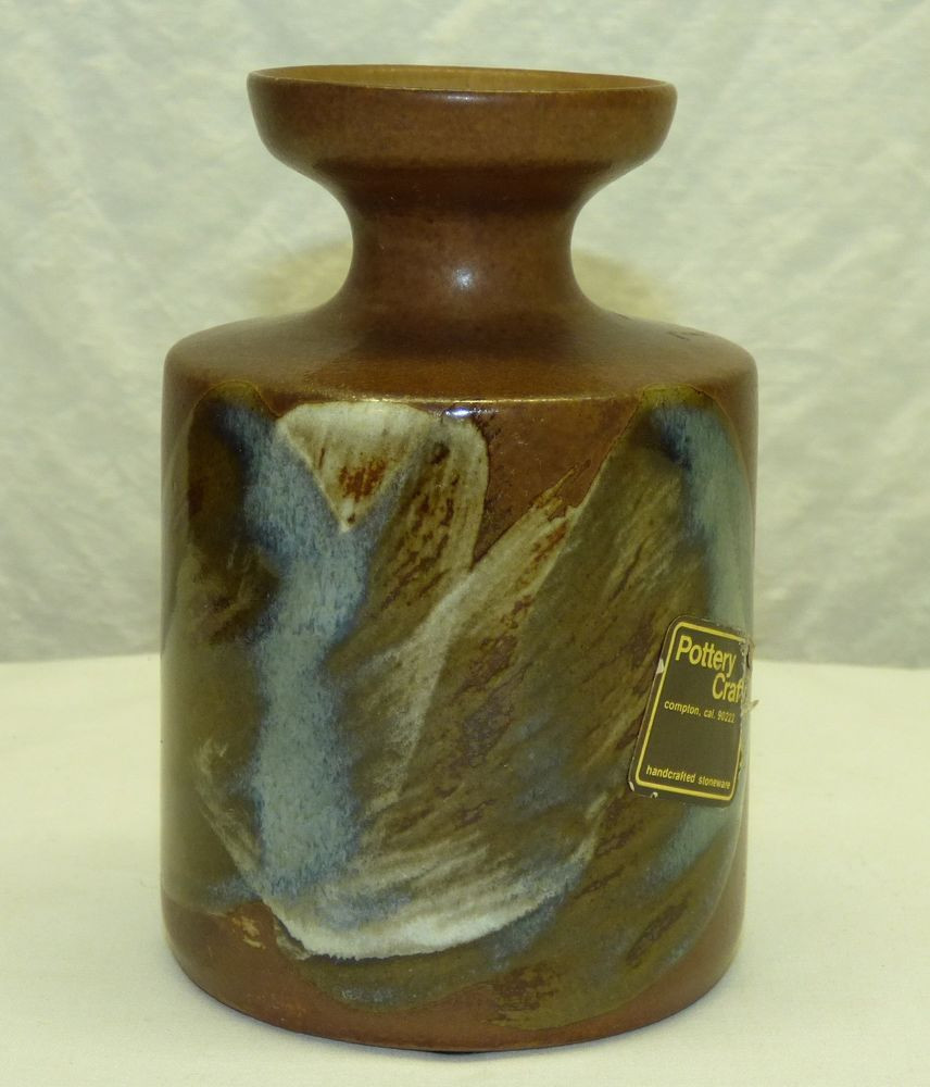 Antique Blue Vase Of Details About Vtg Mcm California Pottery Craft Brown Vase W Blue Throughout Vtg Mcm California Pottery Craft Brown Vase W Blue White Glaze Compton Ca