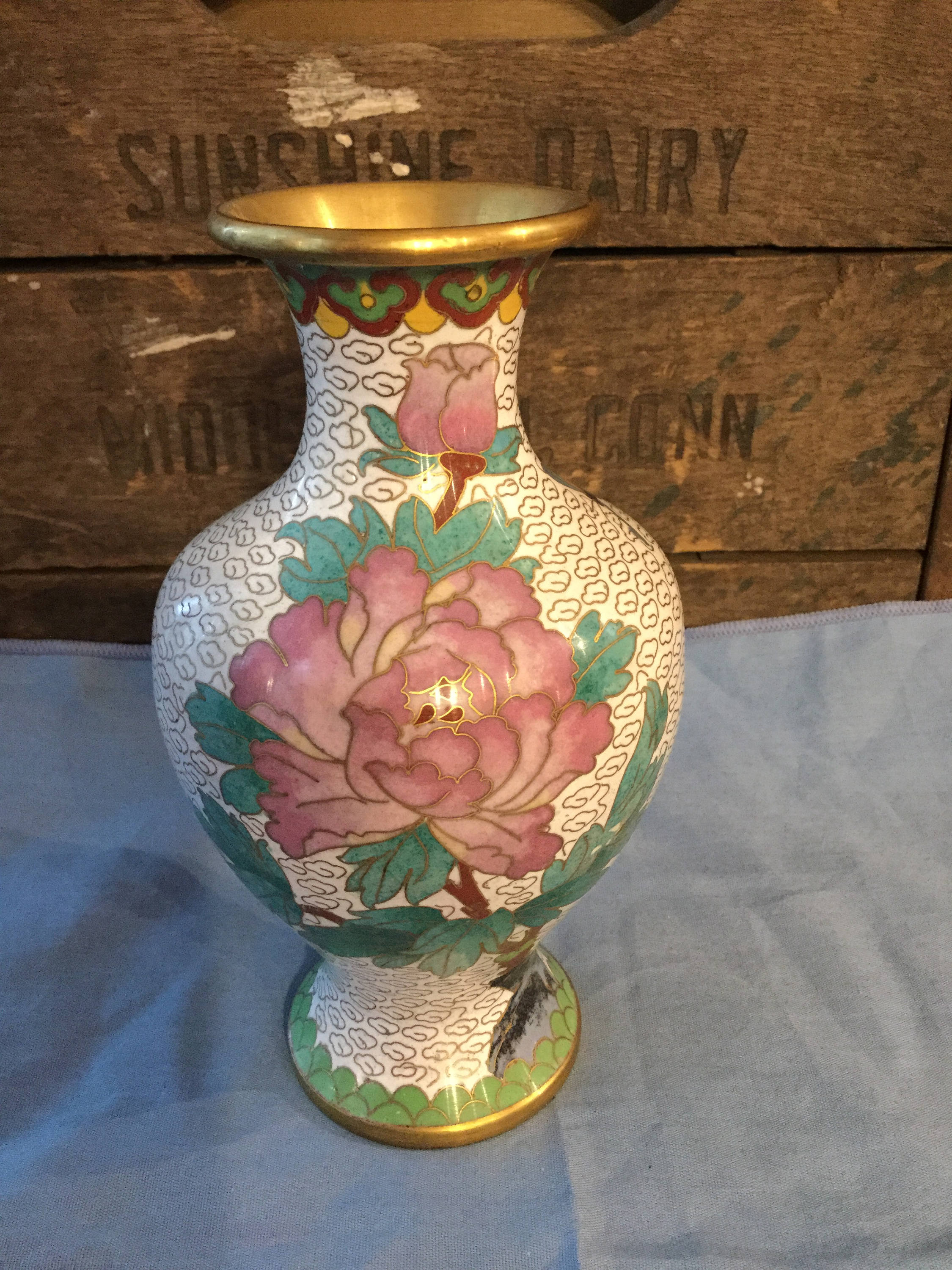 antique chinese vases for sale of antique chinese 1920s cloisonna vase in cream with etsy inside dzoom