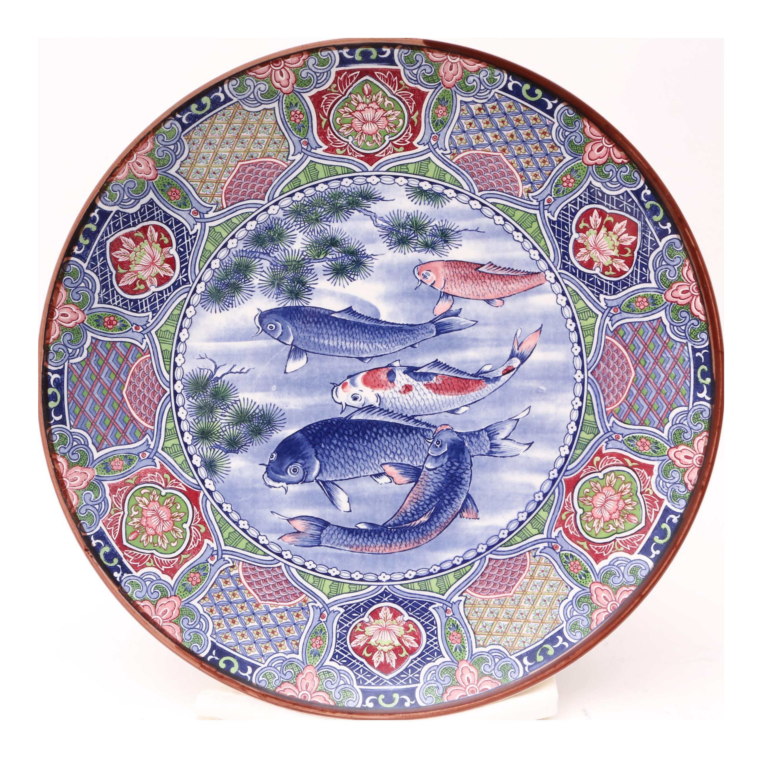 antique japanese porcelain vases of japanese large hand painted koi fish plate chairish regarding japanese large hand painted koi fish plate 6653