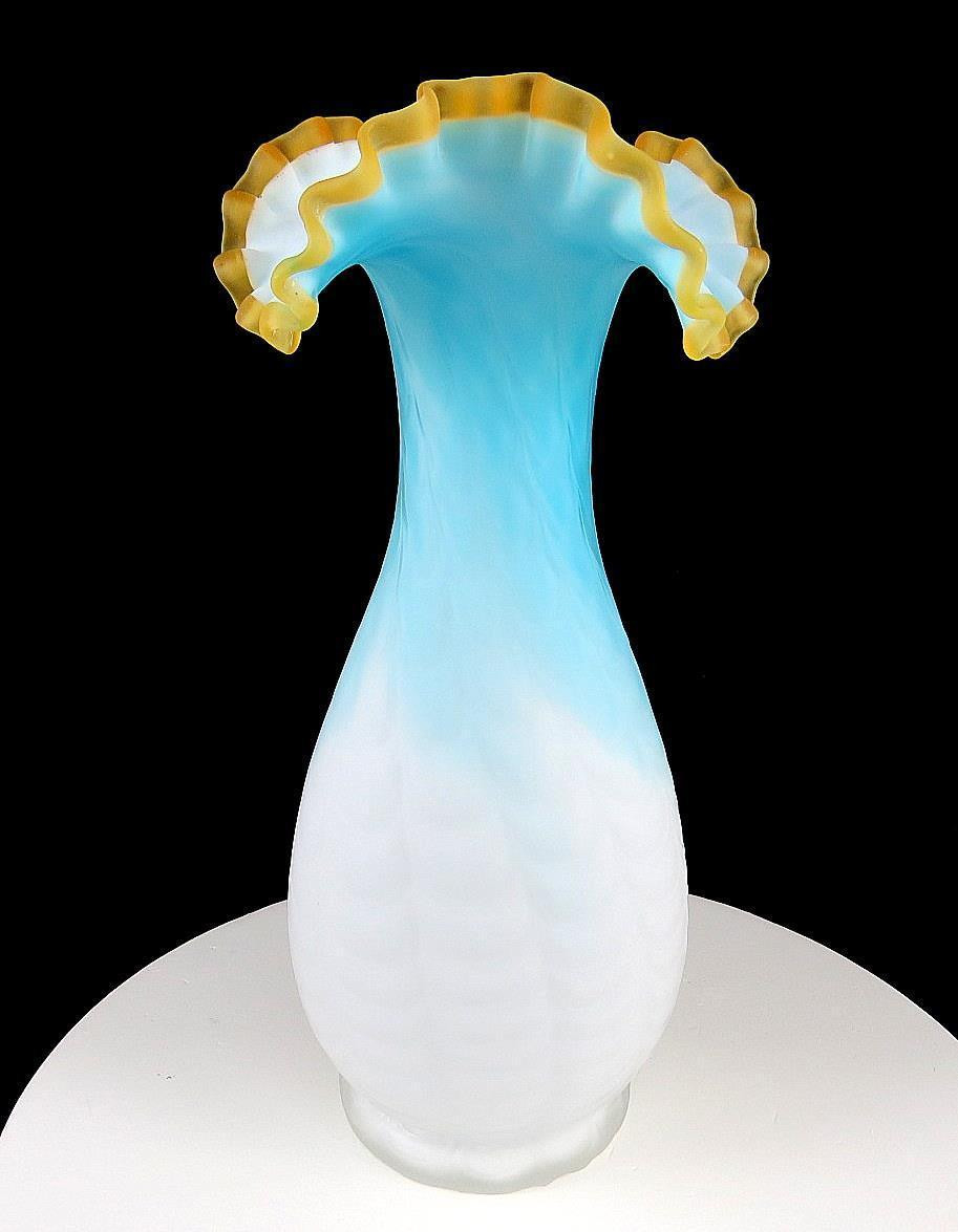 antique murano glass vase of victorian webb mt washington antique satin glass amber crest drape in victorian webb mt washington antique satin glass amber crest drape 10 1 8″ vase