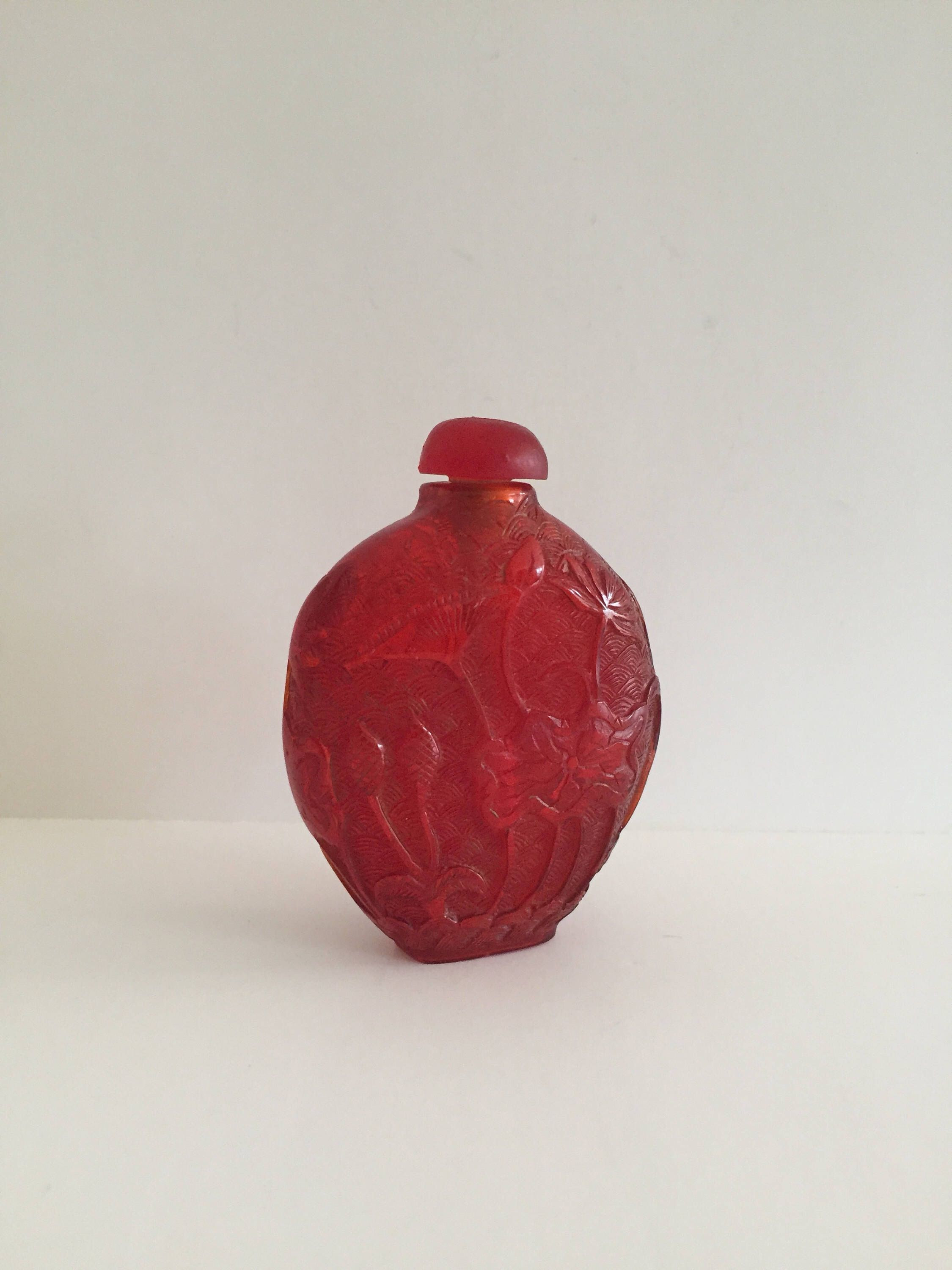 antique red glass vase of antique ruby red glass opium snuff bottleminiature chinese art inside antique ruby red glass opium snuff bottleminiature chinese artasian decanter vaseintricate carved bird flower sceneold 1930s or older in 2018 snuff