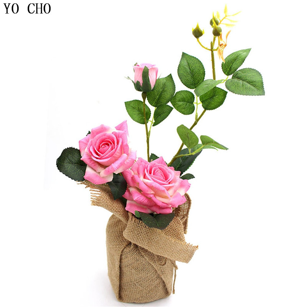 Artificial Flowers In Vase Yellow Of wholesale Wedding Flower Set Artificial Roses Potted Flowers Linen with wholesale Wedding Flower Set Artificial Roses Potted Flowers Linen Vase with Vase Party Birthday Gift Christmas Home Decoration In Artificial Dried