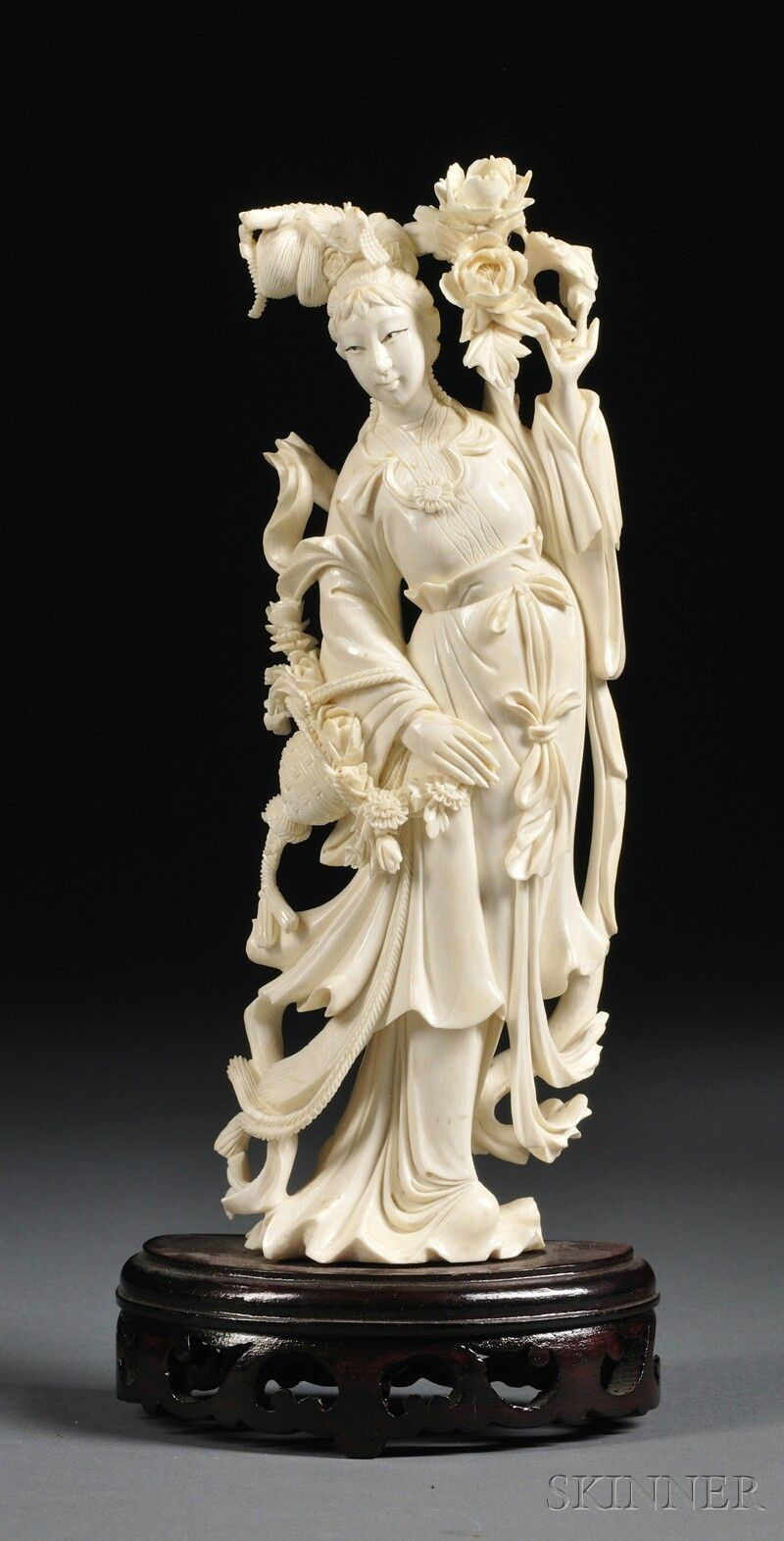 27 Spectacular asian Wood Vase Stand 2024 free download asian wood vase stand of ivory carving china 19th 20th century standing figure of a woman regarding standing figure of a woman with peonies in her left hand and a basket of flowers in her ri