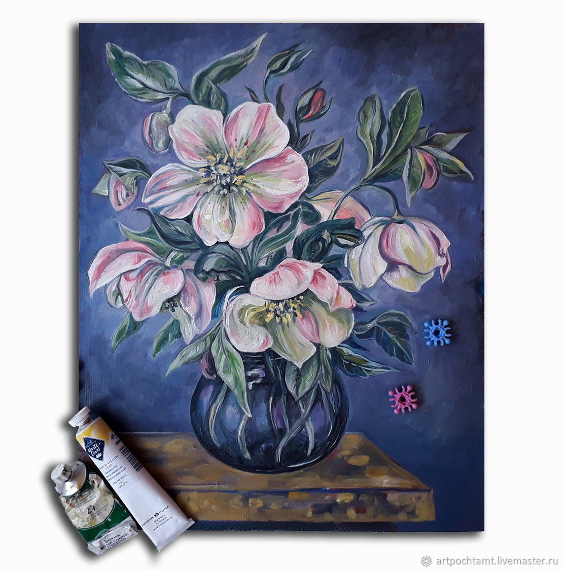 24 Unique Baby Blue Vase 2024 free download baby blue vase of a bouquet of flowers in a blue vase hellebore canvas on hardboard throughout a bouquet of flowers in a blue vase hellebore