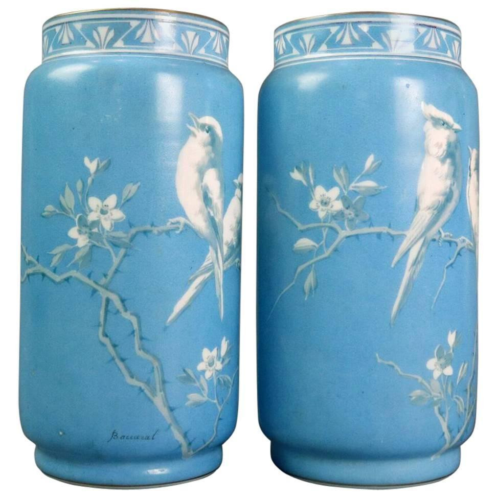 14 Perfect Baccarat Blue Vase 2024 free download baccarat blue vase of antique pair of baccarat hand painted opaline glass vases signed regarding antique pair of baccarat hand painted opaline glass vases signed circa 1850 at 1stdibs