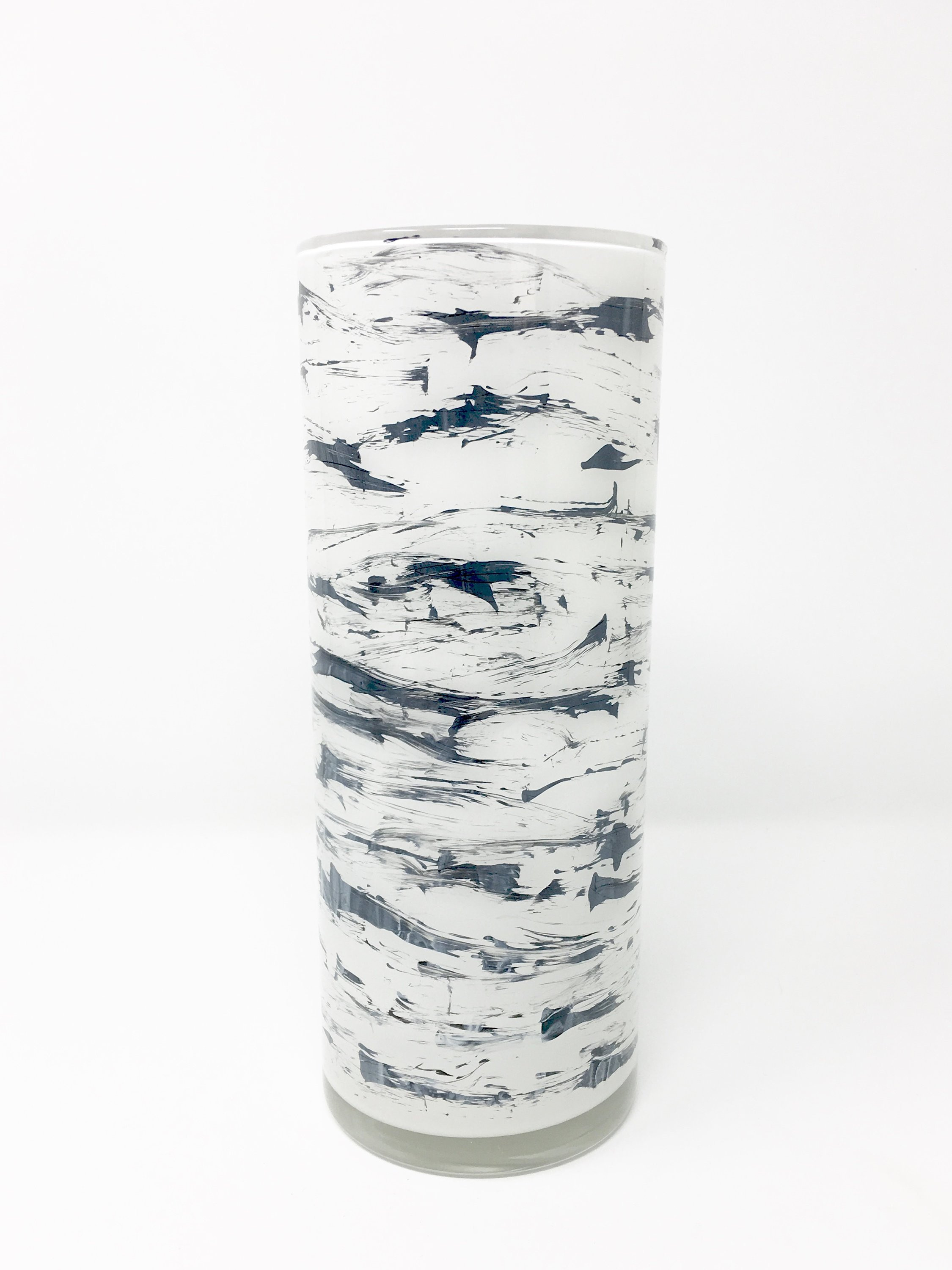 black glass cylinder vase of dark grey and white cylinder vase hand painted glass art etsy with image 0