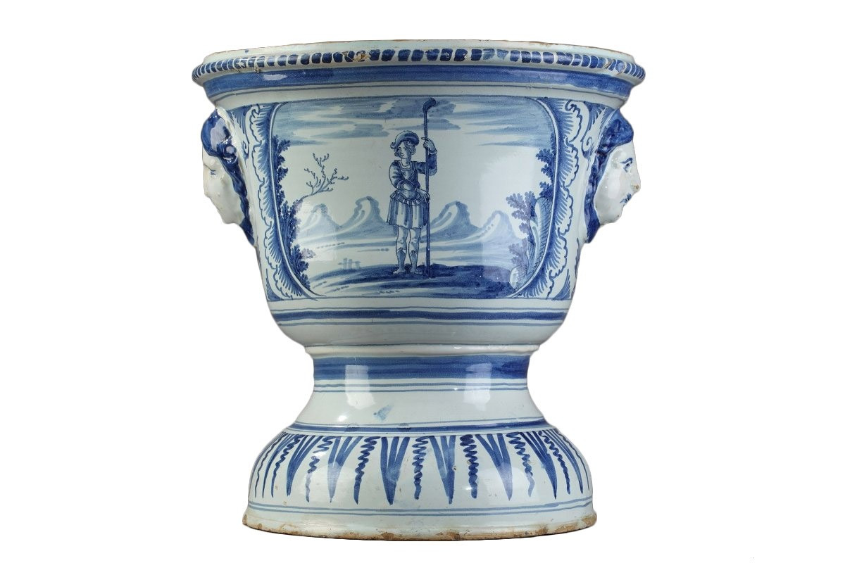 blue and white chinese vase of nevers large flower pot in faa¯ence end od 17th century ref 65112 throughout anticstore large ref 65112