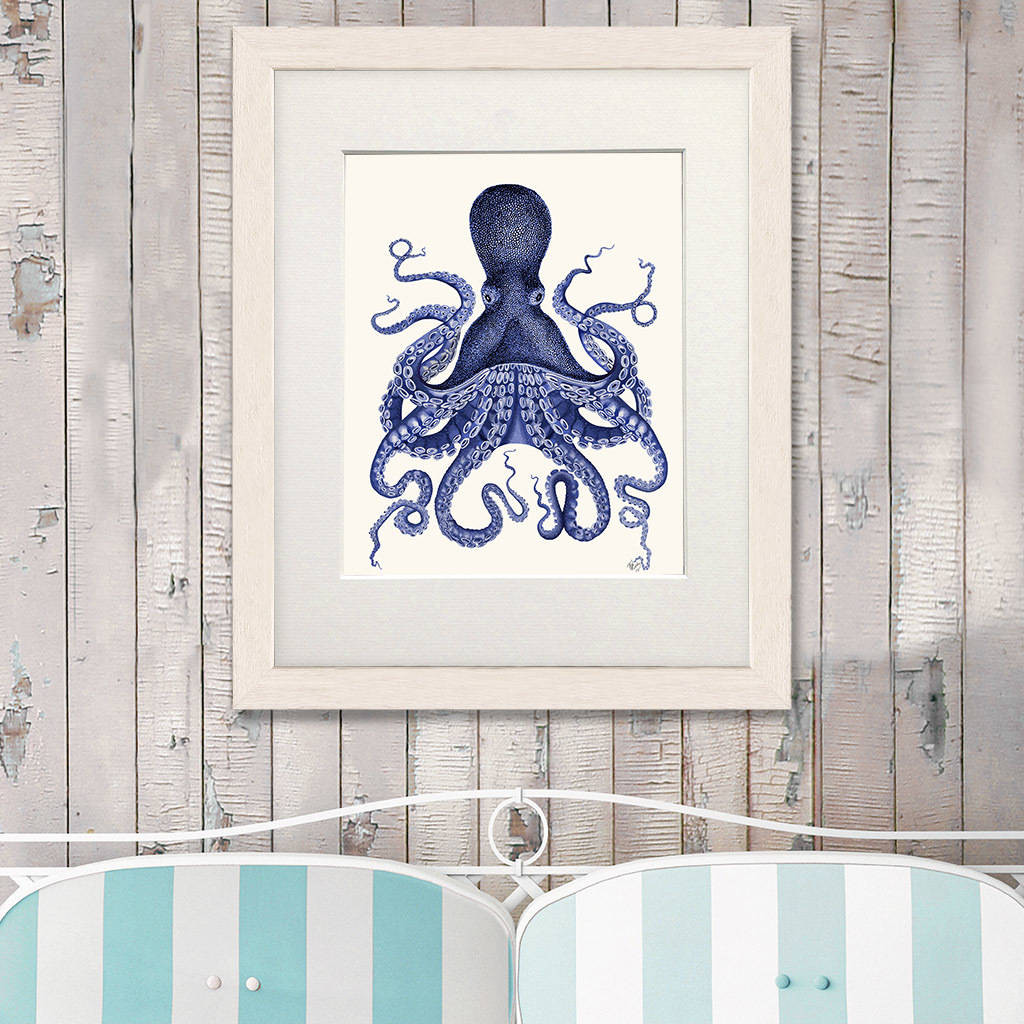 blue and white vase prints of blue octopus print nautical art print by fabfunky home decor with regard to blue octopus print nautical art print