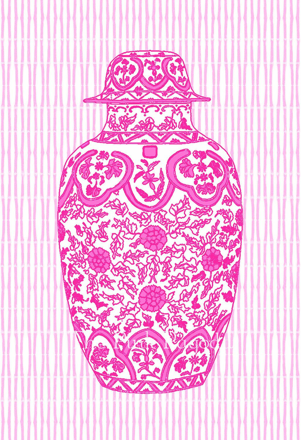 18 Best Blue Bamboo Vase 2024 free download blue bamboo vase of hot pink ming chinoiserie ginger jar on bamboo stripe giclee regarding hot pink ming chinoiserie ginger jar on bamboo stripe 11x14 giclee the pink pagoda