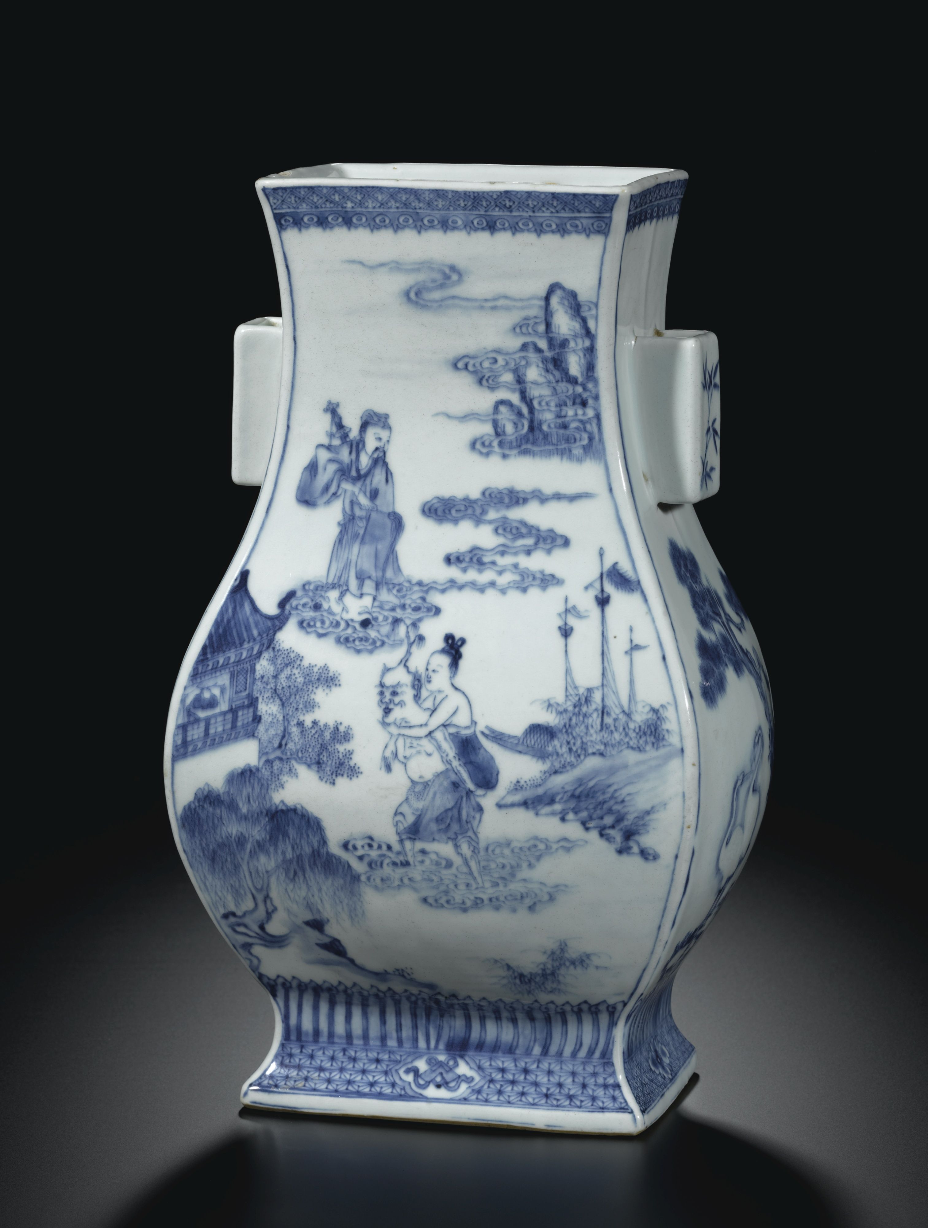 blue china vase of vase sothebys i property from a private collection a blue and for vase sothebys i property from a private collection a blue and white immortals handled vase fanghu qing dynasty 18th century estimate 300000