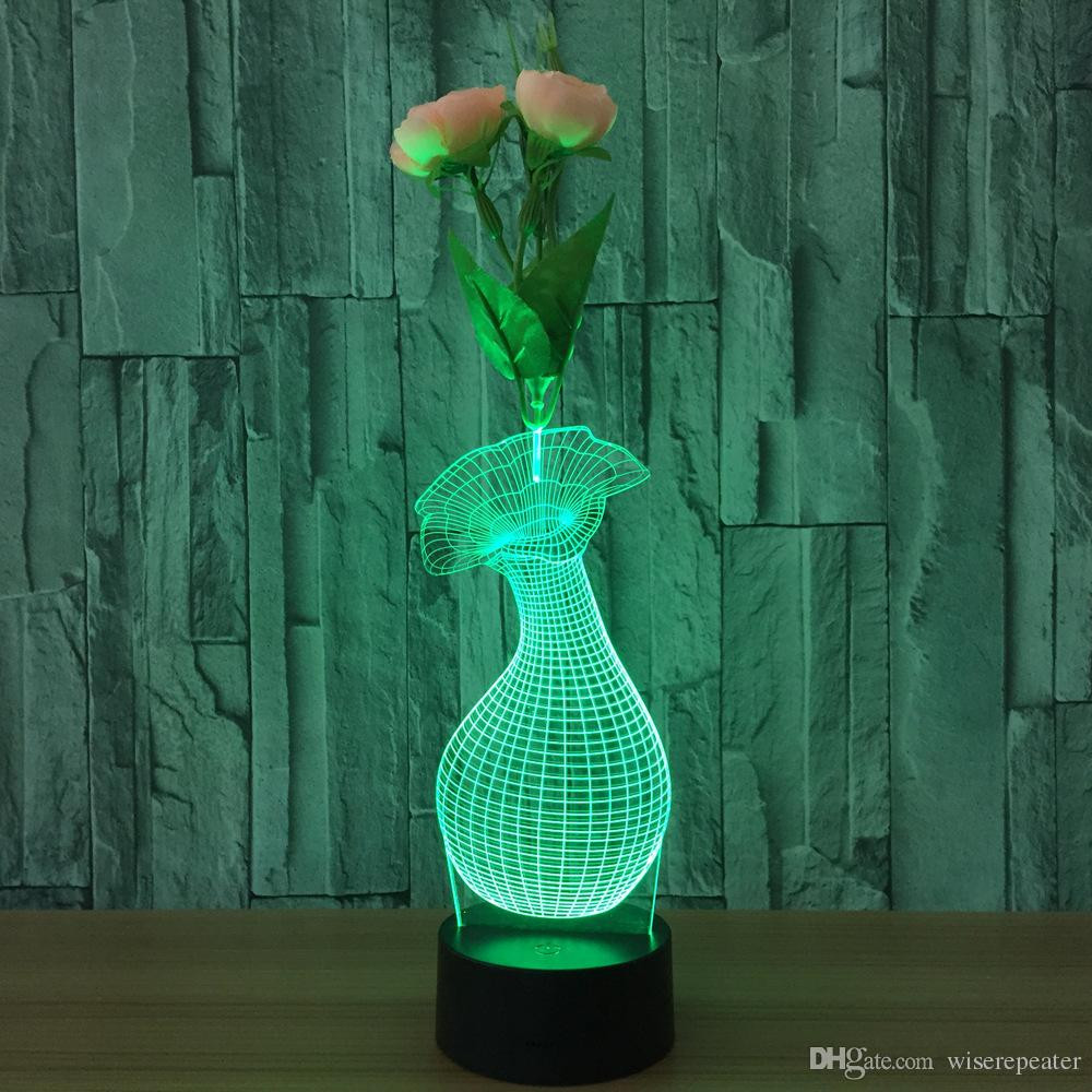 blue vases wholesale of 2018 creative 3d vase illusion lamp flower arraging night light dc within creative 3d vase illusion lamp flower arraging night light dc 5v usb charging aa battery wholesale