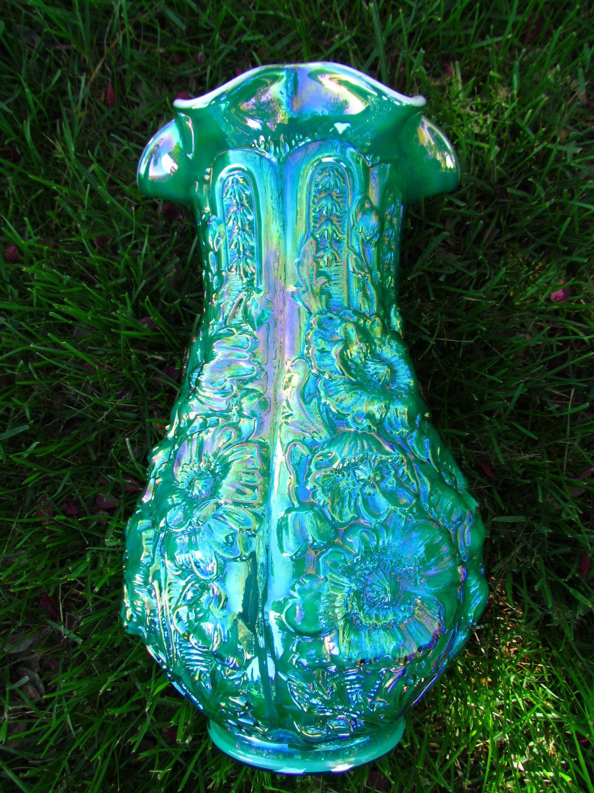 Carnival Glass Vase Of Fenton Poppy Show Vase Emerald Green Jpg Colored Glass Cut within Fenton Poppy Show Vase Emerald Green Jpg