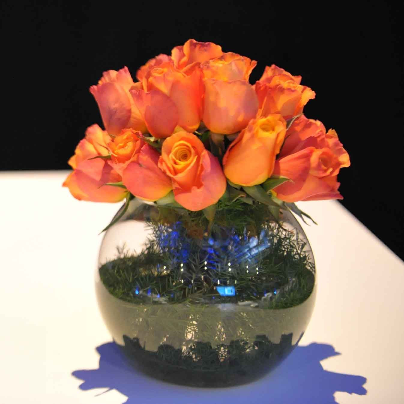 cheap rose bowl vases of 8 od orange rose foliage lined gold fish bowl orange flower with regard to 8 od orange rose foliage lined gold fish bowl