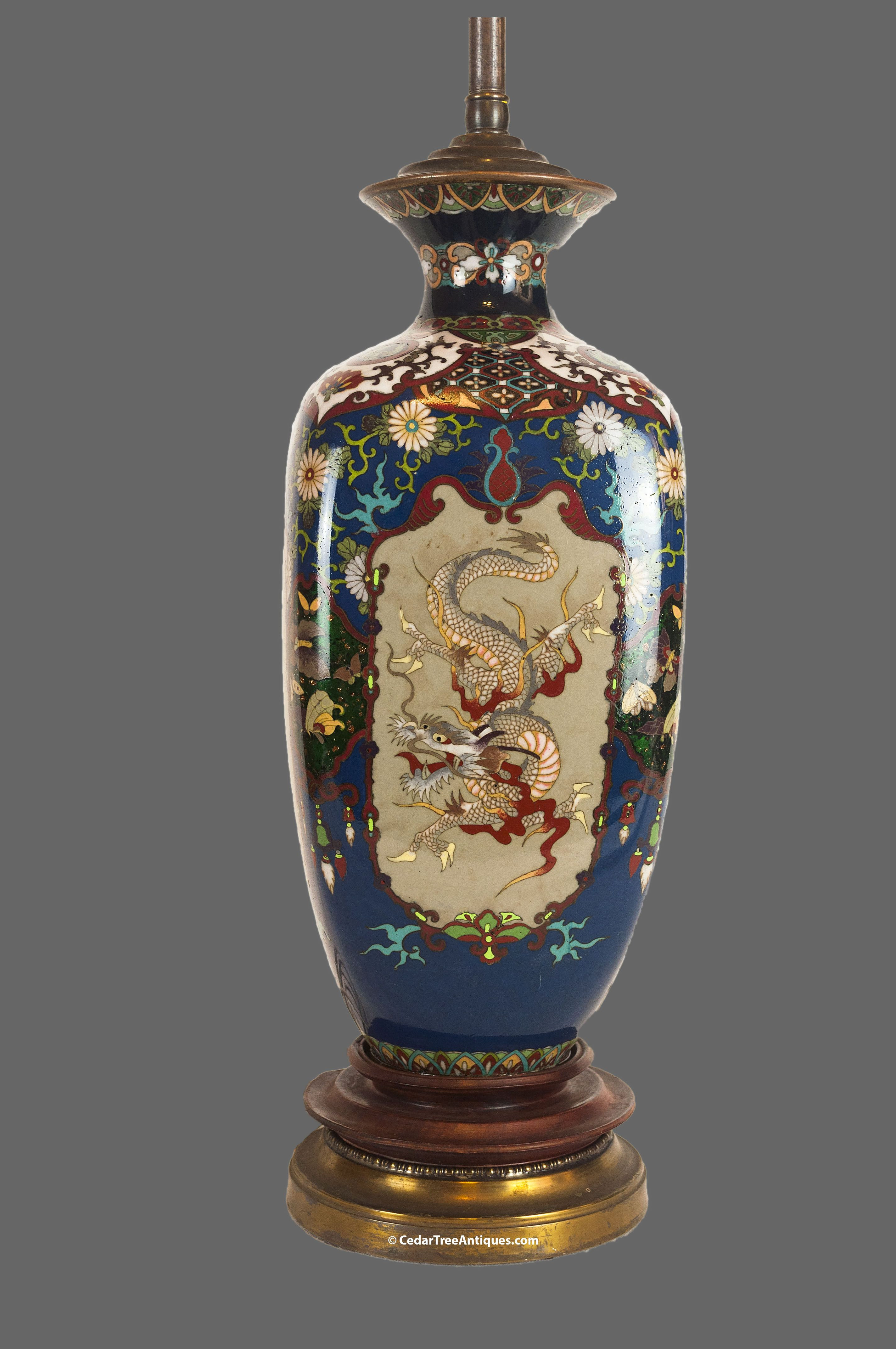 chinese vase lamp of large japanese meiji period cloisonne vase with multi panel multi regarding large japanese meiji period cloisonne vase with multi panel multi color dragon and phoenix motifs mounted as a lamp