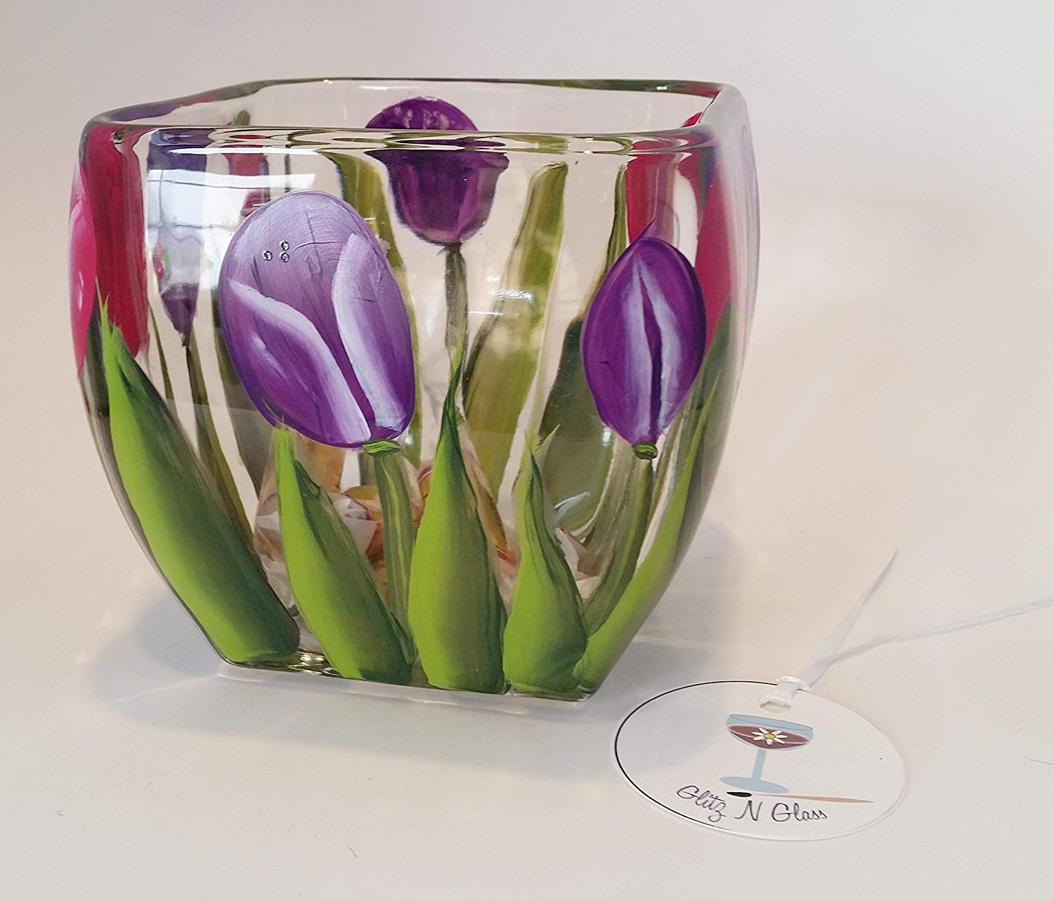 29 attractive Clear Glass Tulip Vase 2024 free download clear glass tulip vase of amazon com hand painted glass square bowl pink and purple tulips in amazon com hand painted glass square bowl pink and purple tulips handmade
