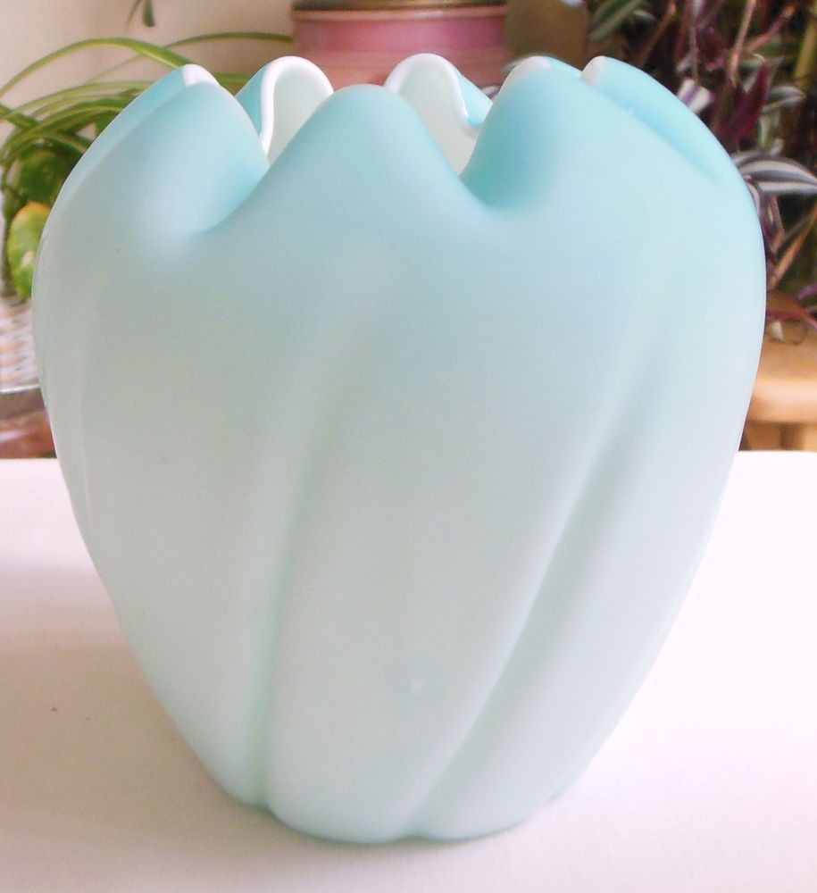 clear heart shaped vase of vintage blue to white satin glass rose vase hand blown vintage with vintage blue to white satin glass rose vase hand blown