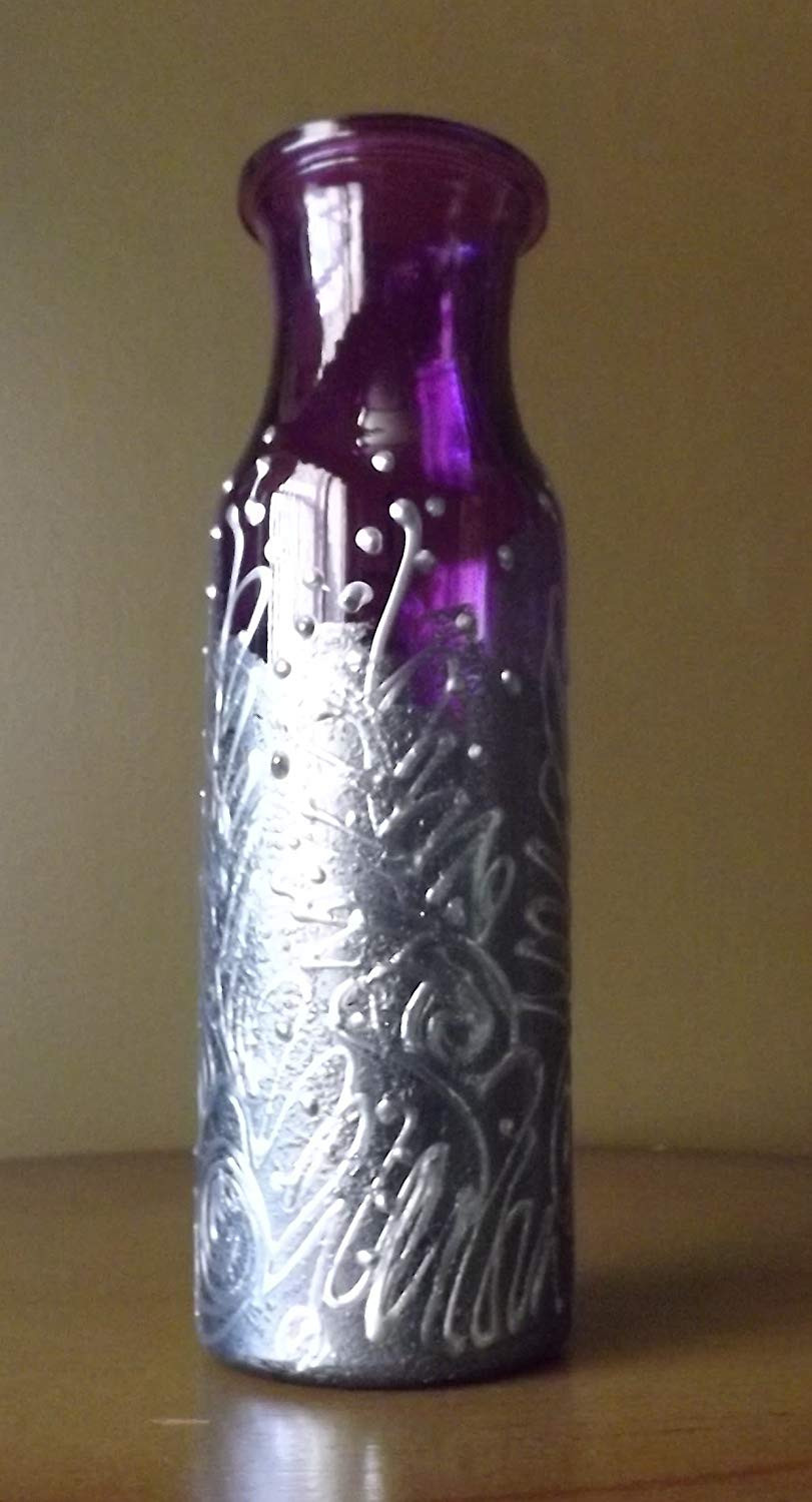 cobalt blue glass vases of amazon com silver and purple milk bottle vase handmade in 71rskizn90l sl1500