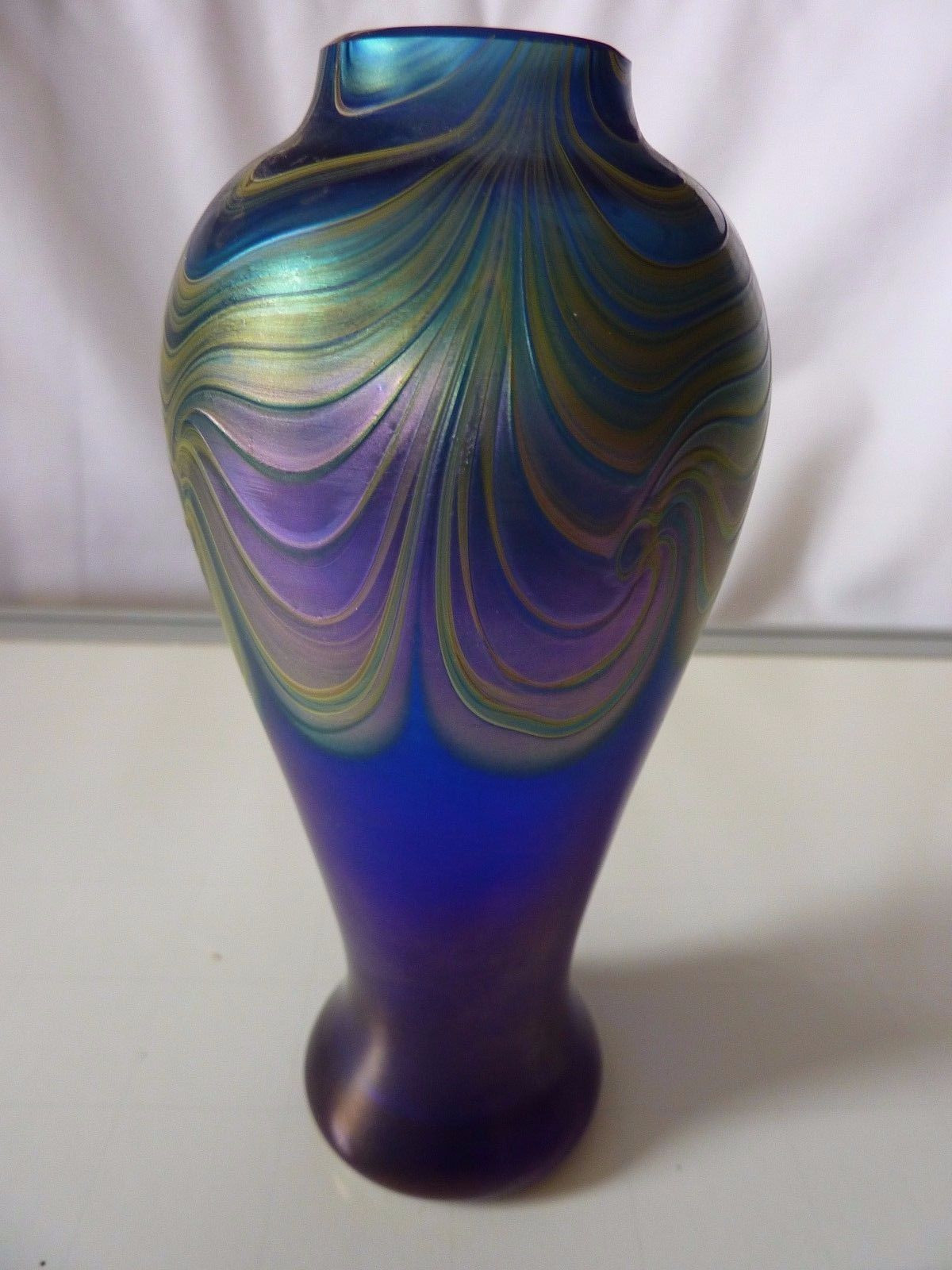 Colored Glass Vases Cheap Of Okra Glass Vase Blue and Iridescent Glassies British Okra In Okra Glass Vase Blue and Iridescent Ebay