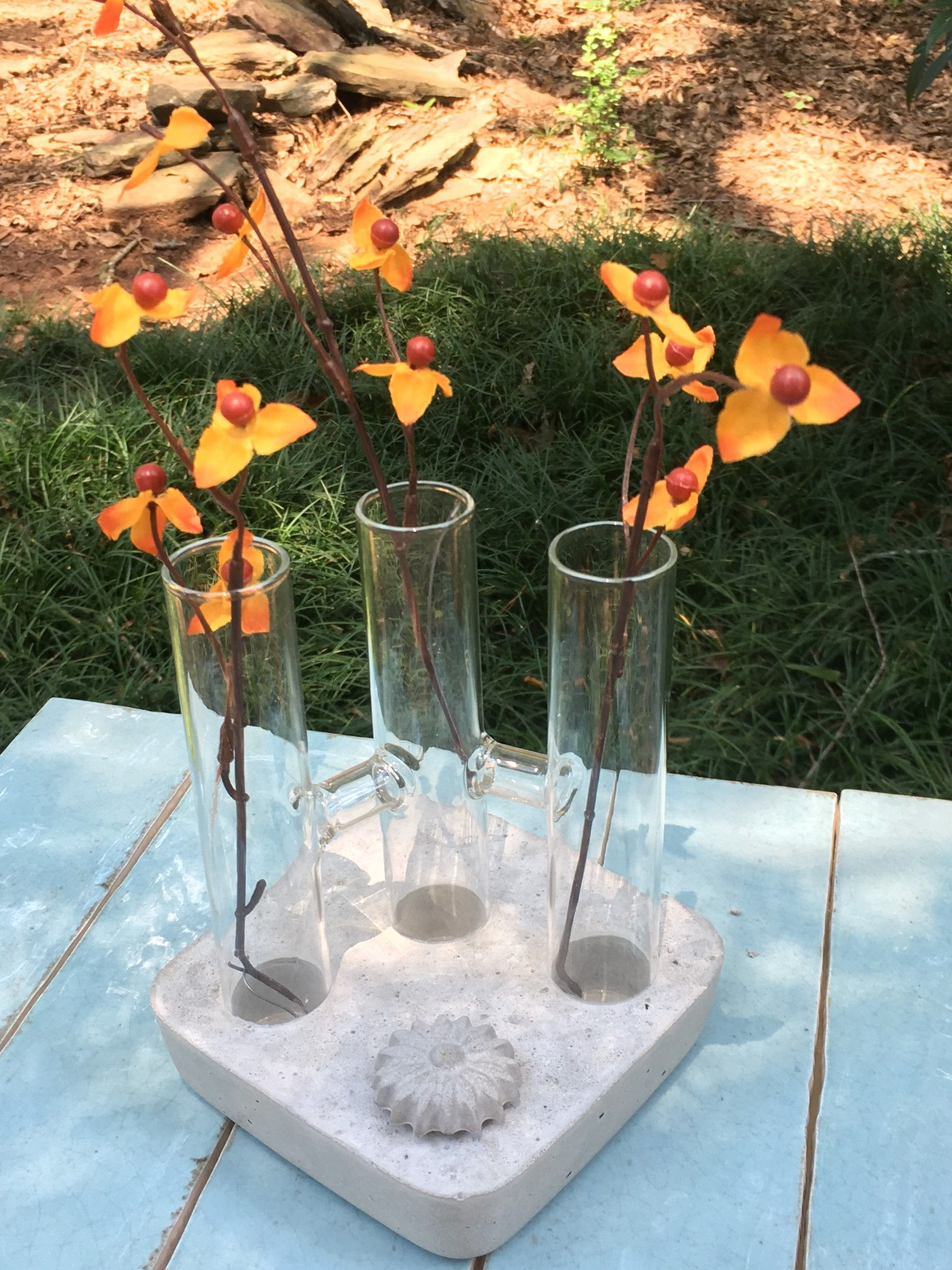 22 Fabulous Connected Glass Bud Vases 2024 free download connected glass bud vases of 3 bud connected glass base embedded in concrete with concrete flower within 3 bud connected glass base embedded in concrete with concrete flower