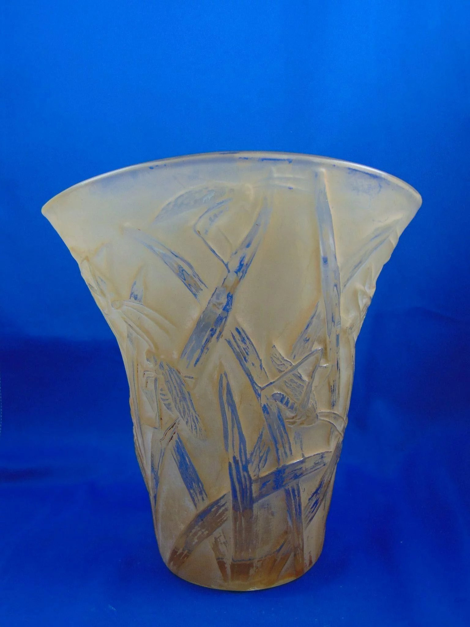 consolidated glass vase of consolidated glass yellow wash martele katydid vase c 1920s throughout click to expand