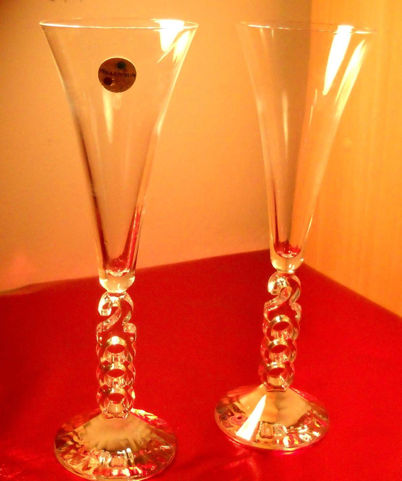 Cristal D Arques Vase Of Set Of 2 Millennium Crystal Champagne Wine Glasses Cristal Darques Intended for Set Of 2 Millennium Crystal Champagne Wine Glasses Cristal Darques France Ebay
