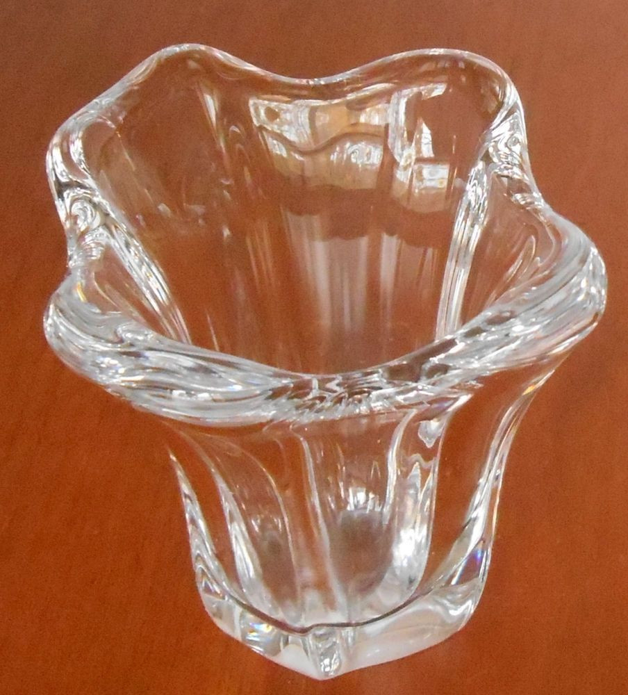 crystal clear vase of mid century modern signed daum france curved free form clear crystal in mid century modern signed daum france curved free form clear crystal vase 3 25h