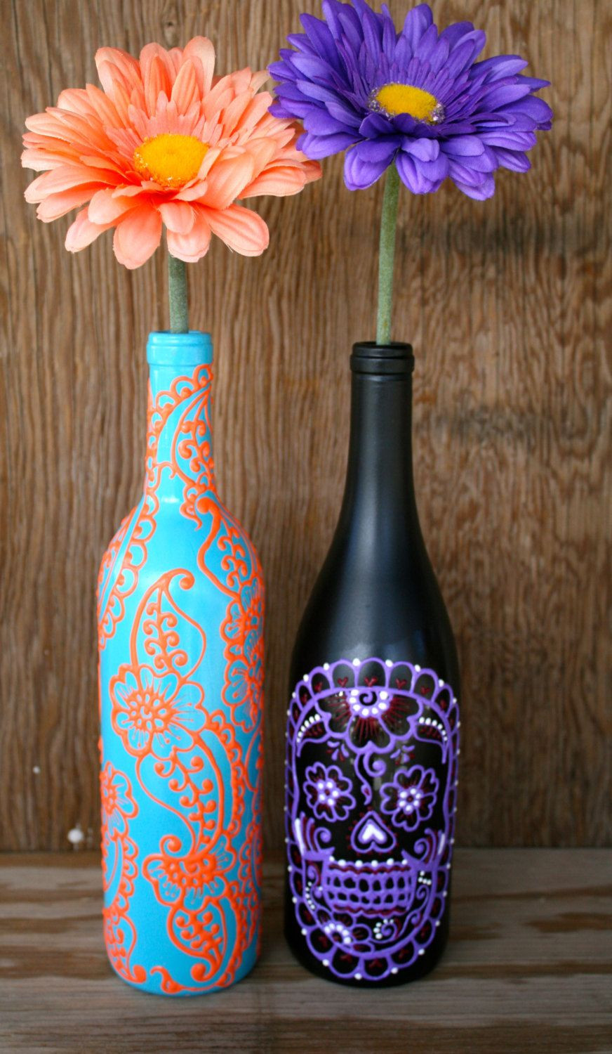 30 Famous Donate Glass Flower Vases 2024 free download donate glass flower vases of hand painted wine bottle vase up cycled turquoise and coral orange with regard to hand painted wine bottle vase up cycled turquoise and coral orange vibrant henn