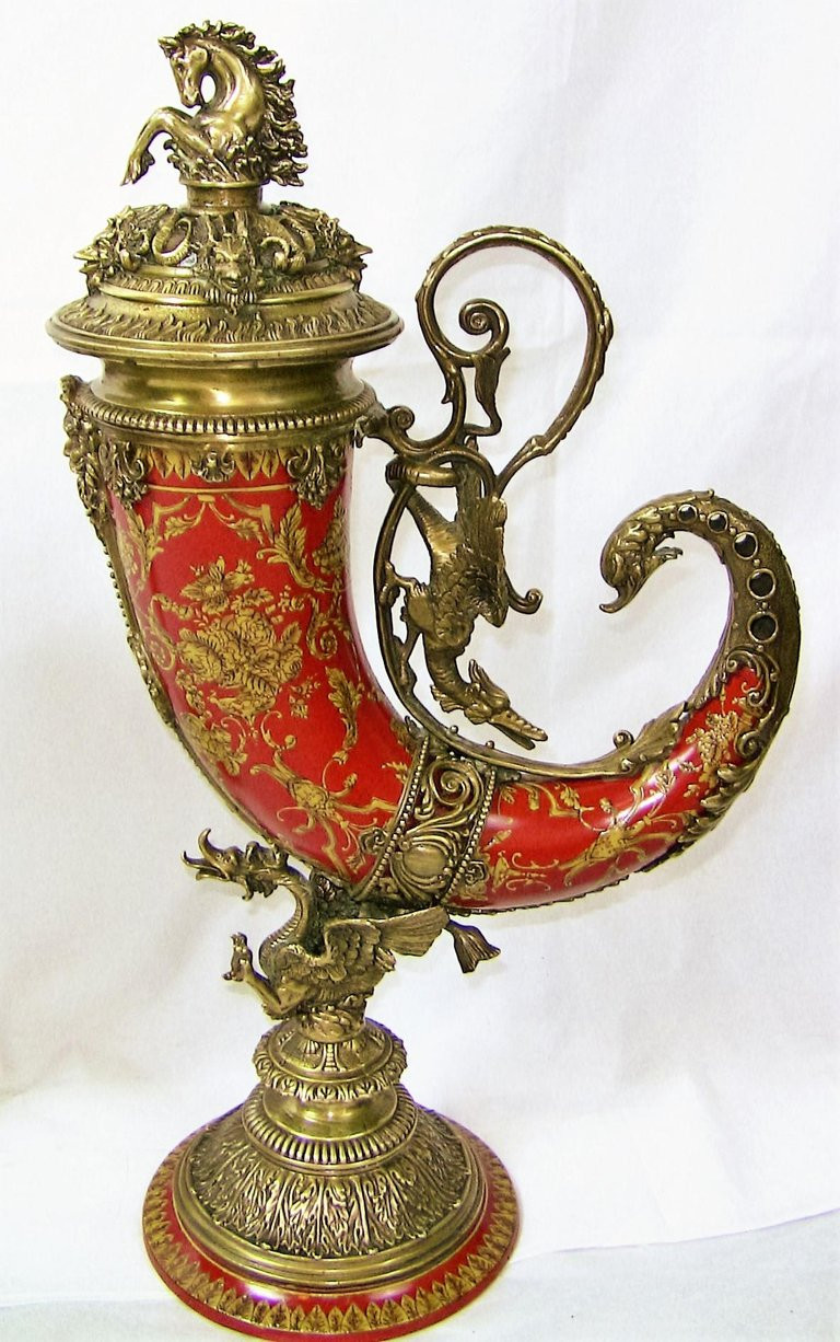 etched brass vase from india of pair of austrian style brass and enamel cornucopia vases for sale at with pair of austrian style brass and enamel cornucopia vases for sale 1