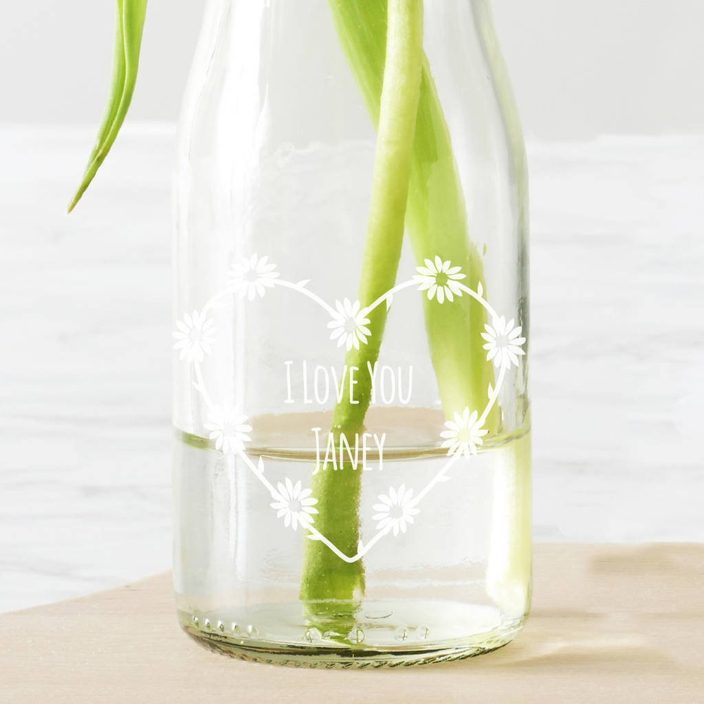 etched glass bud vase of personalised daisy chain bottle bud vase by becky broome with regard to personalised daisy chain bottle bud vase