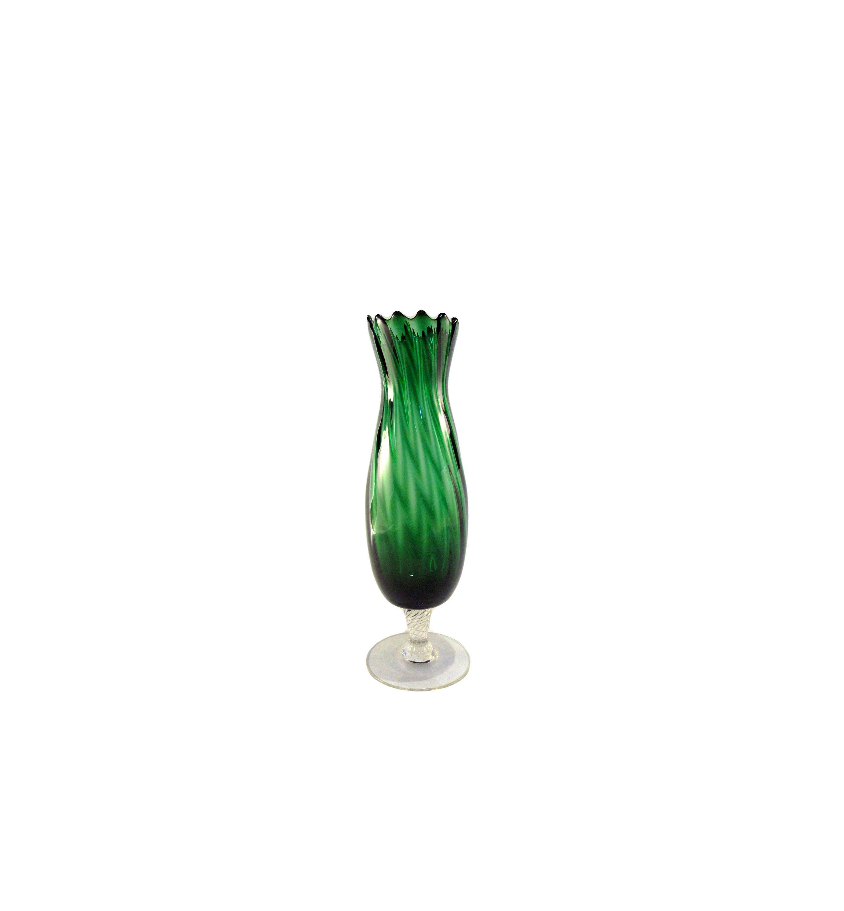 etched glass bud vase of vintage empoli hand blown emerald vase etsy for dzoom