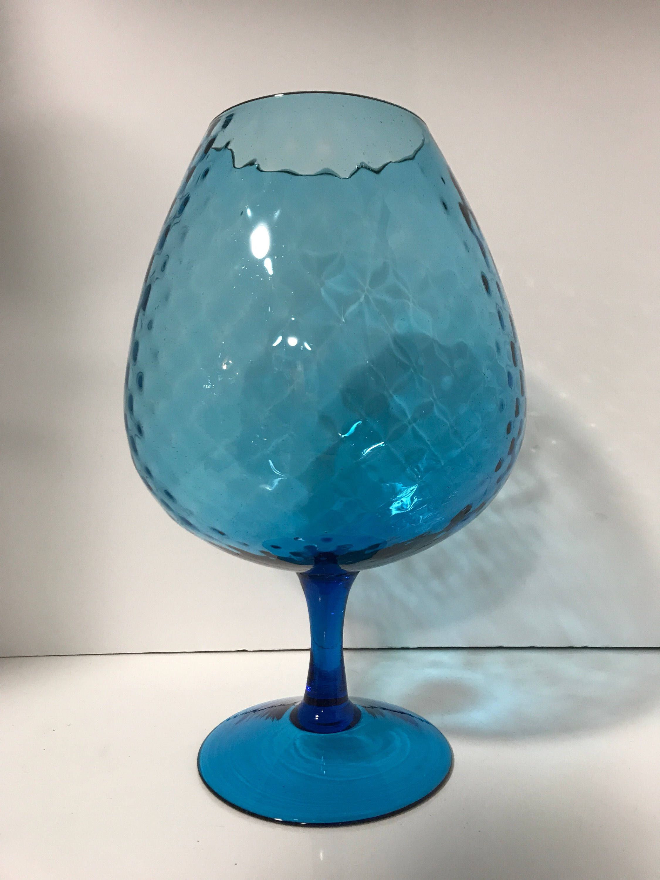 extra large wine glass vase of vintage blue empoli glass snifter style vase blue diamond optic throughout a personal favorite from my etsy shop https www etsy com listing 589594501 vintage blue empoli glass snifter style