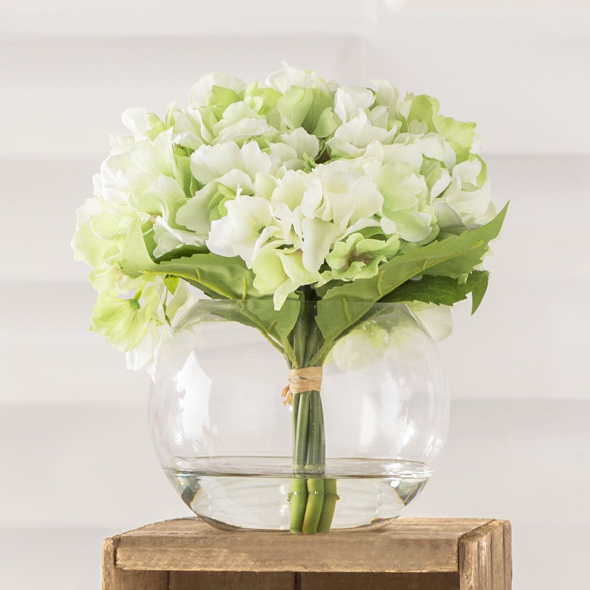 faux hydrangea arrangement in clear glass vase of casablanca lily in ball vase throughout hydrangea arrangement in glass vase
