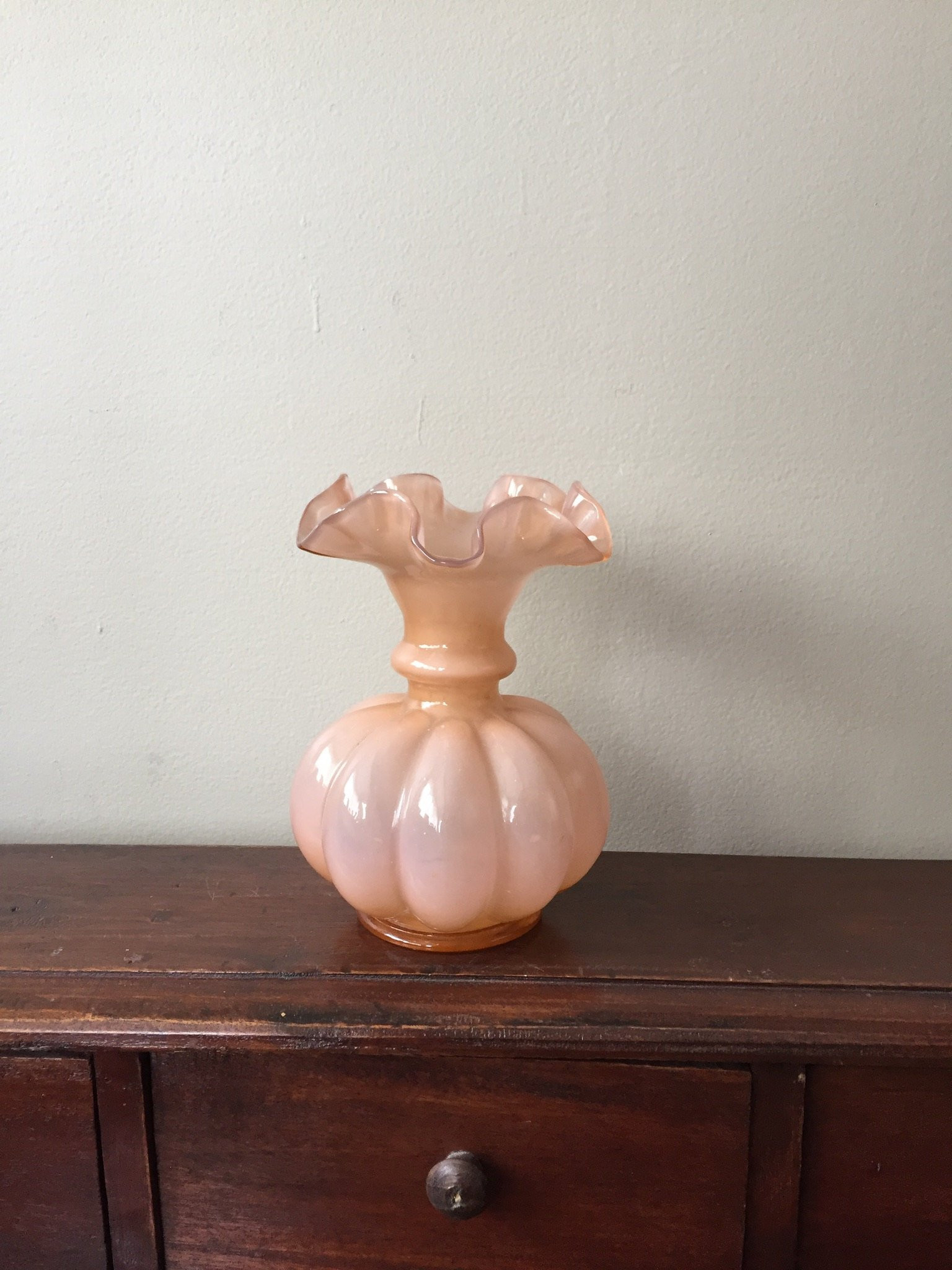 fenton blue opalescent hobnail vase of vintage vase unusual smoky pink colored blown glass vase etsy in zoom