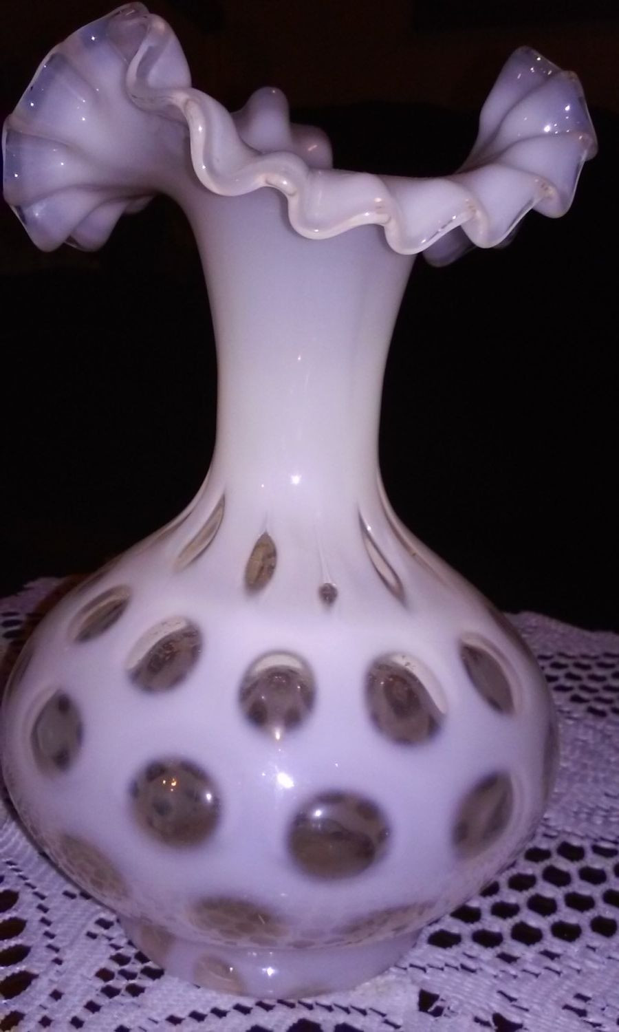 fenton burmese vase of vintage opalescent fenton art glass vase in the coin dot pattern for vintage opalescent fenton art glass vase in the coin dot pattern white