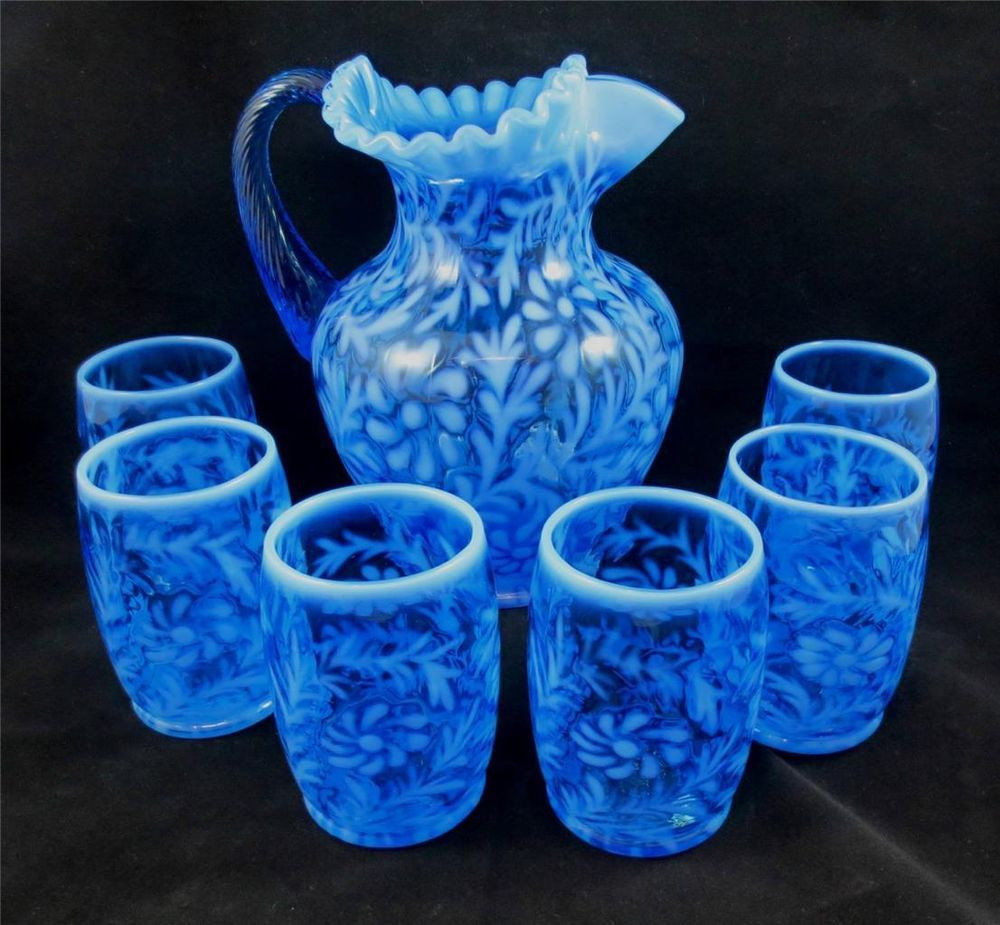 20 Popular Fenton Cranberry Coin Dot Vase 2024 free download fenton cranberry coin dot vase of fenton blue opalescent glass daisy and fern water set pitcher 6 regarding fenton blue opalescent glass daisy and fern water set pitcher 6 glasses