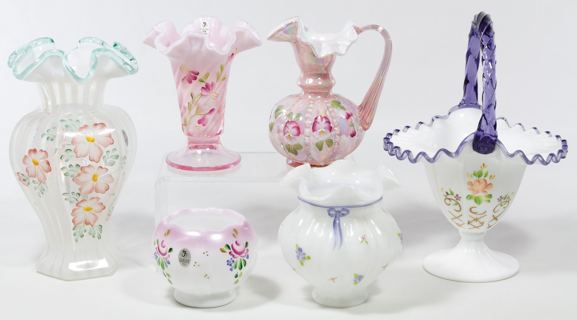 30 Elegant Fenton Glass Small Vase 2024 free download fenton glass small vase of lot 338 fenton hand painted white and pink glass assortment six for lot 338 fenton hand painted white and pink glass assortment six hand painted and artist signed 