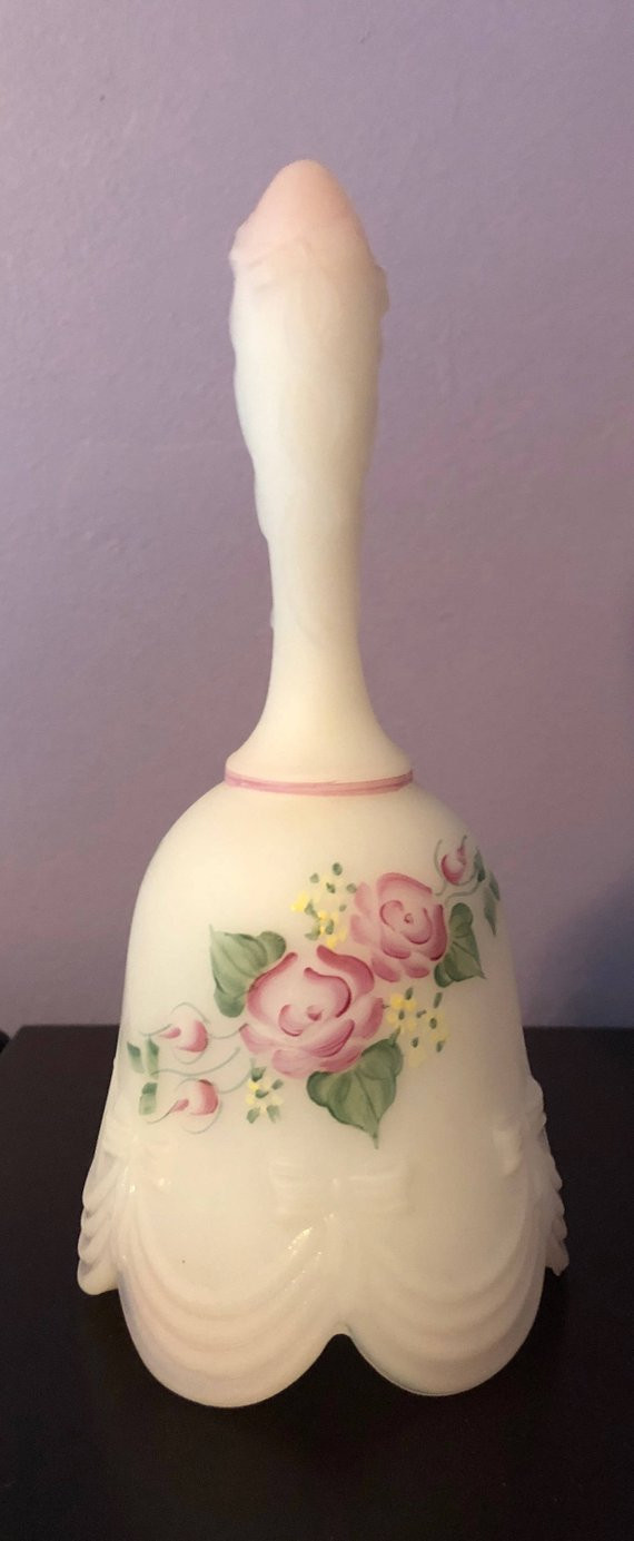 fenton glass vase hand painted of this fenton bell has such detailed hand painting etsy with regard to image 0