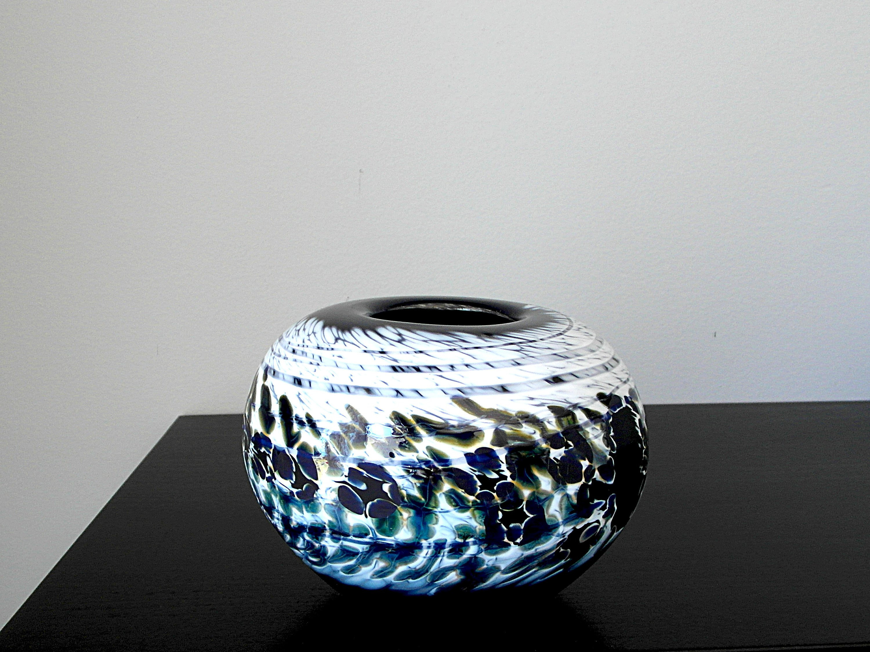 26 Popular Flat Round Glass Vase 2024 free download flat round glass vase of handblown glass round vase luminous pathways art etsy with regard to zoom