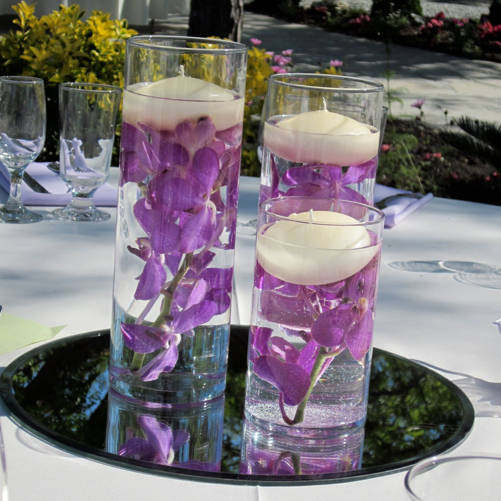 27 Fashionable Floating Candle Cylinder Vase Sets 2024 free download floating candle cylinder vase sets of submerged purple orchid and floating candle centerpiece i did with regard to the other centerpiece was three cylinder vases with submerged purple orchid