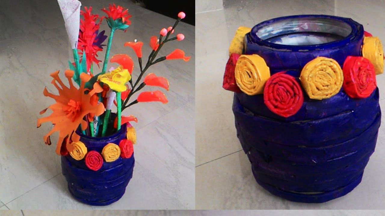 flower vase made of paper of how to make newspaper flower vase newspaper crafts papel de in how to make newspaper flower vase newspaper crafts