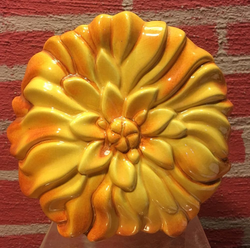 flower wall pocket vases of vintage pottery wall pocket yellow orange flower very good with regard to vintage pottery wall pocket yellow orange flower very good condition